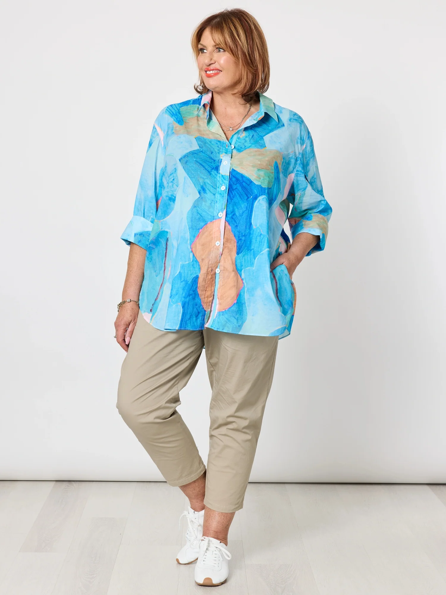 Grazia Mio Caro Print Shirt  - Aqua - Image 7
