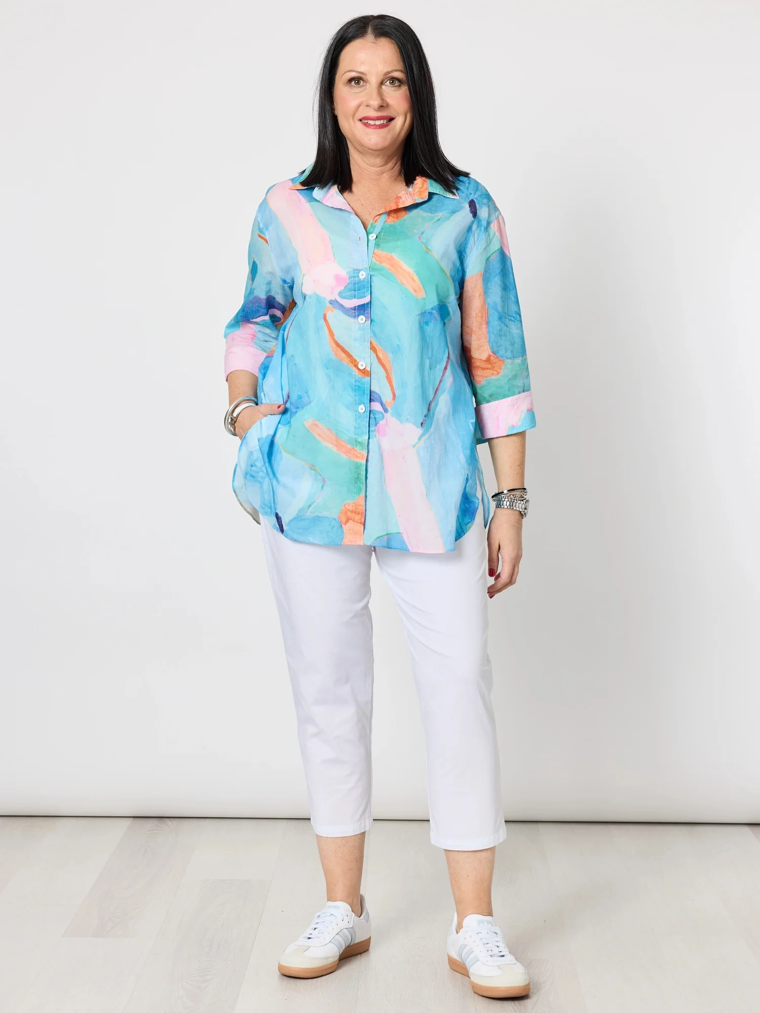 Grazia Mio Caro Print Shirt  - Aqua - Image 8