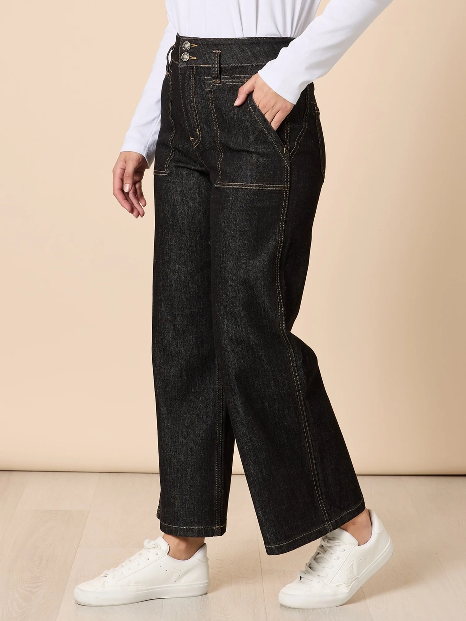 Hudson High Rise Wide Leg Jean - Black - Image 3