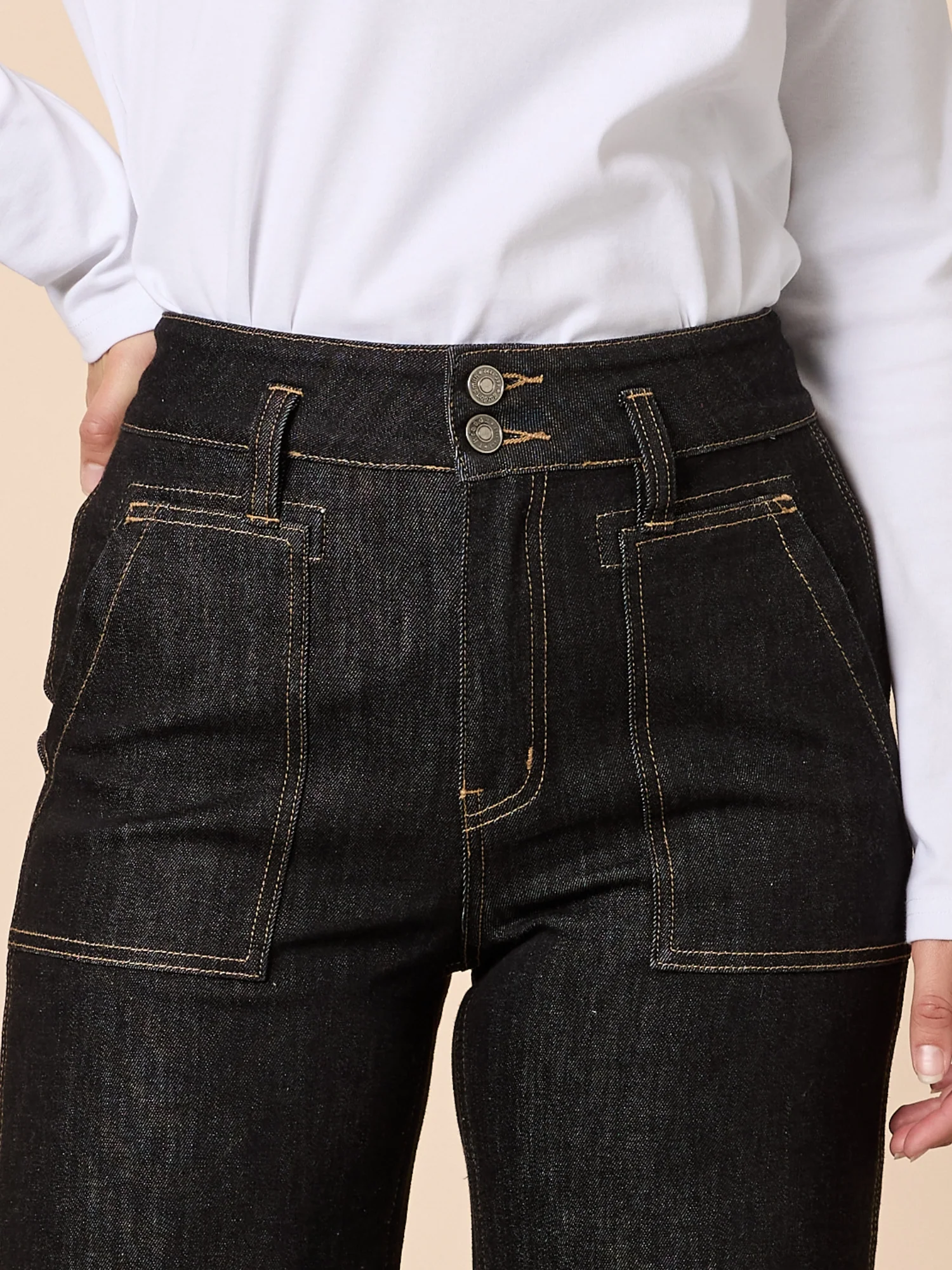 Hudson High Rise Wide Leg Jean - Black - Image 4