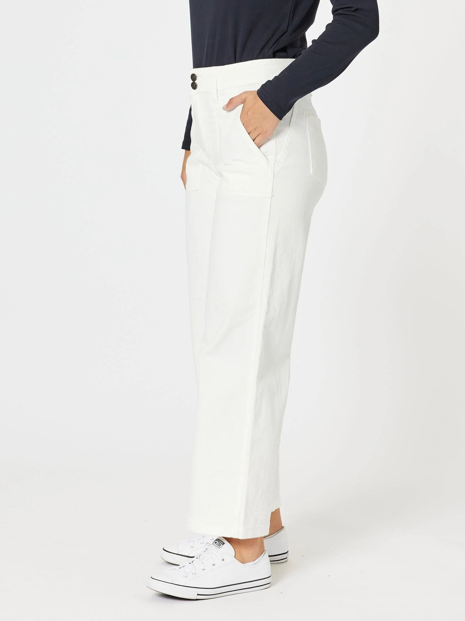 Hudson High Rise Wide Leg Jean - Ivory - Image 3