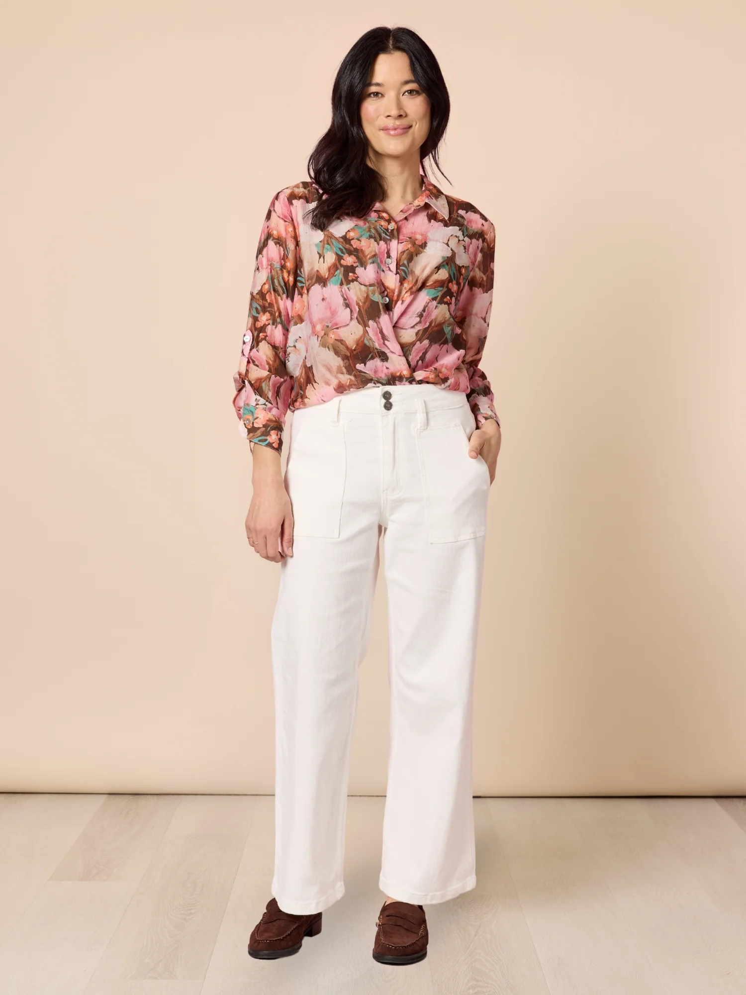Hudson High Rise Wide Leg Jean - Ivory - Image 8