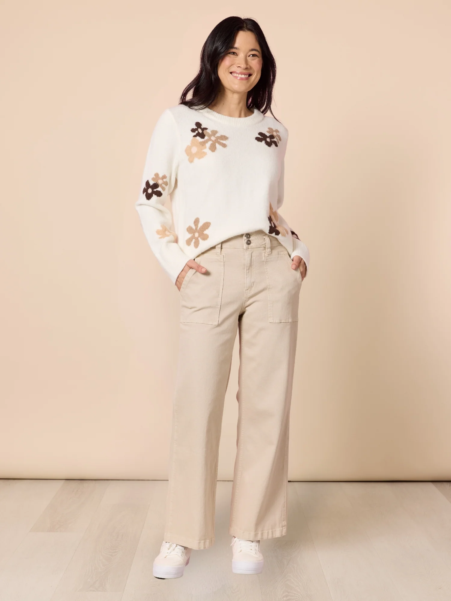 Hudson High Rise Wide Leg Jean - Natural - Image 3