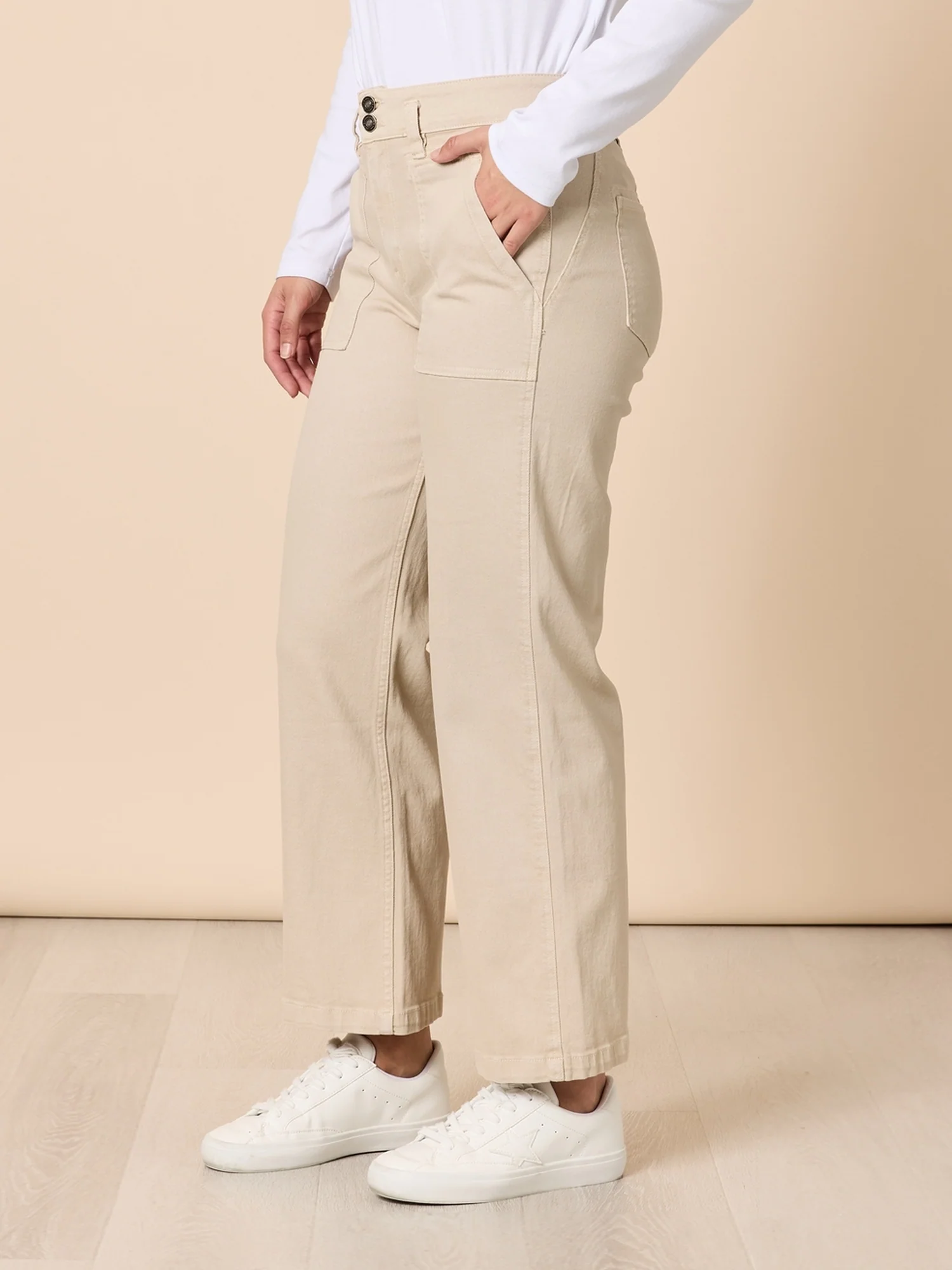 Hudson High Rise Wide Leg Jean - Natural - Image 4