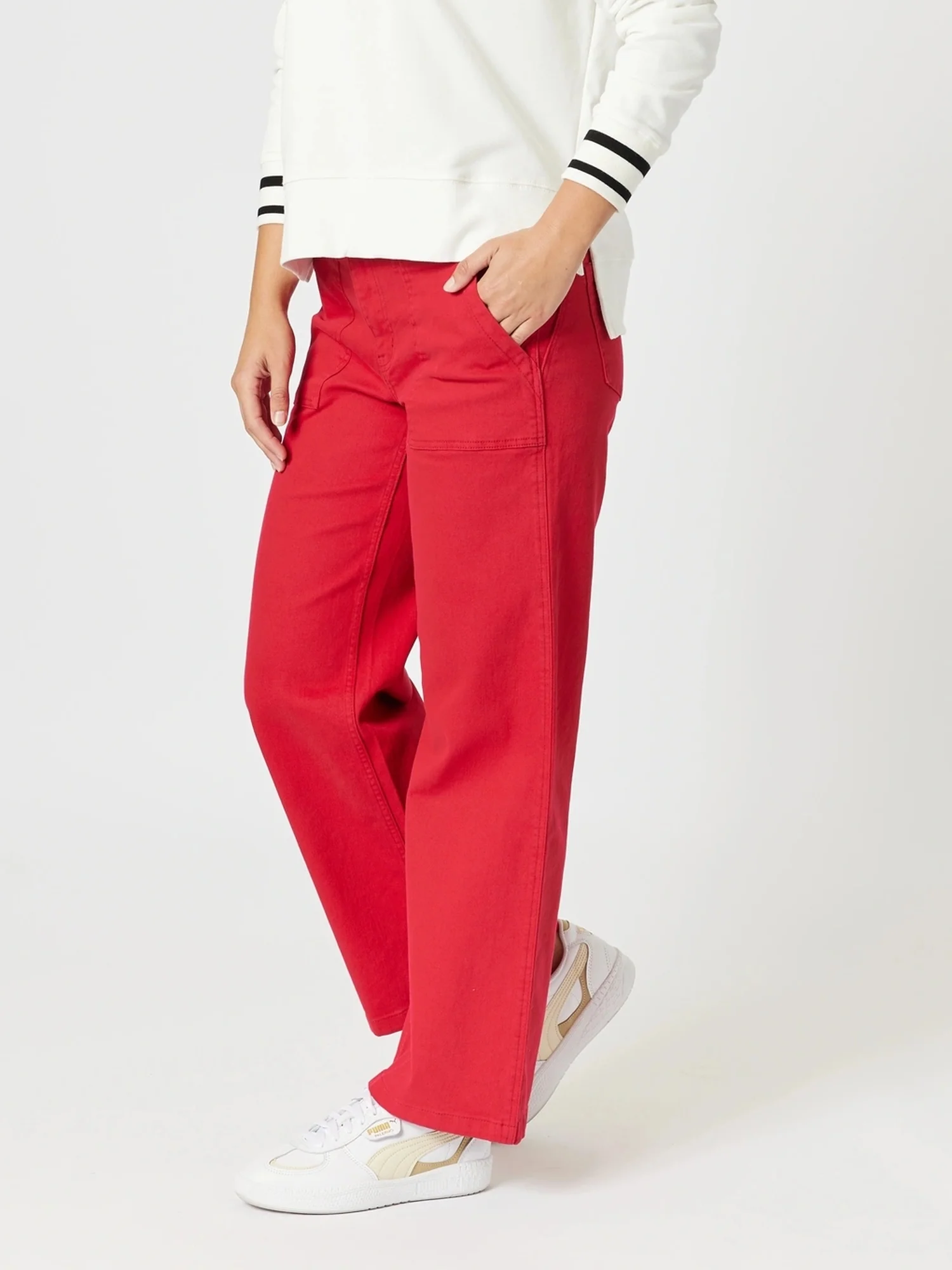 Hudson High Rise Wide Leg Jean - Red - Image 3