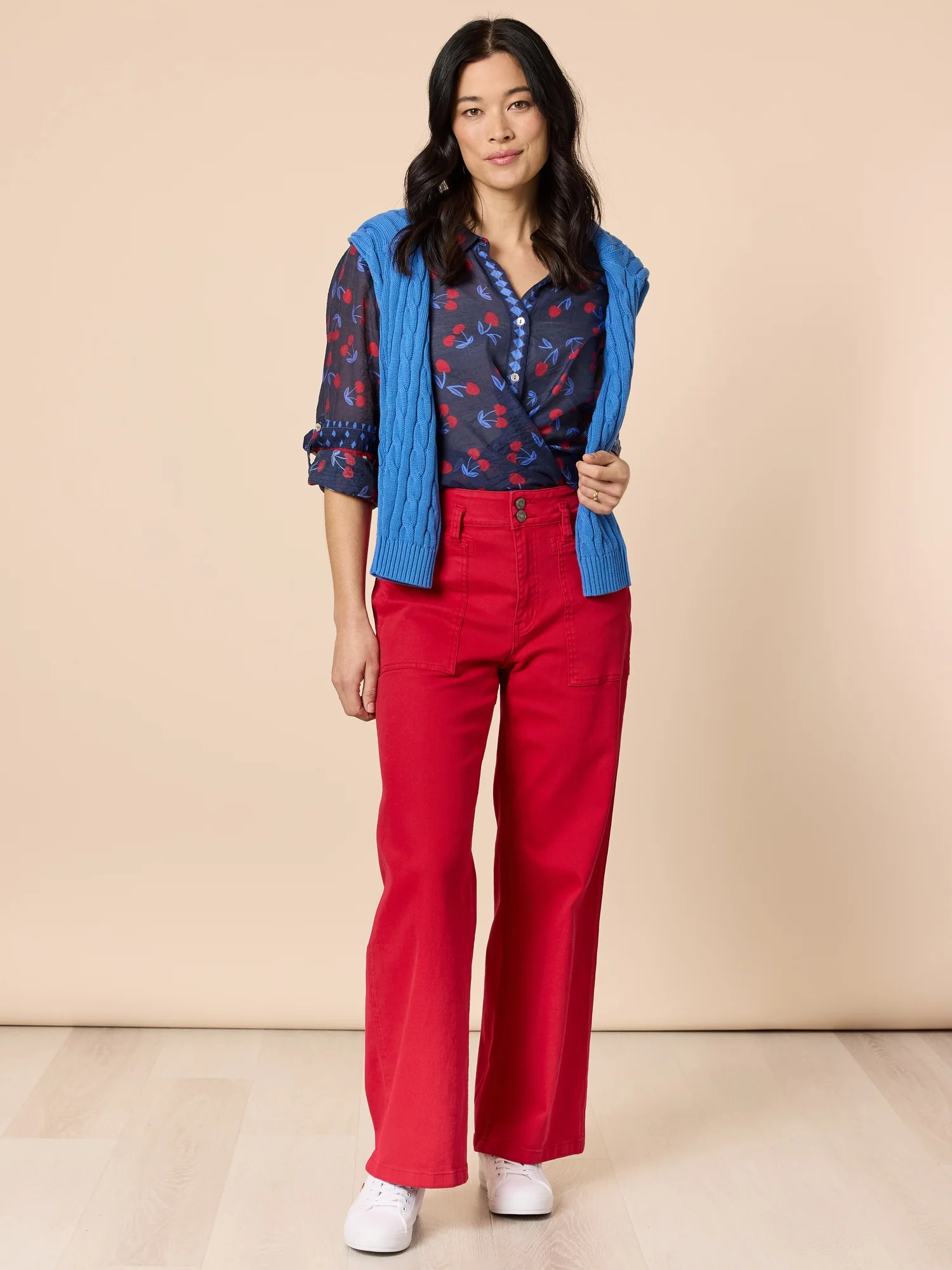 Hudson High Rise Wide Leg Jean - Red - Image 6