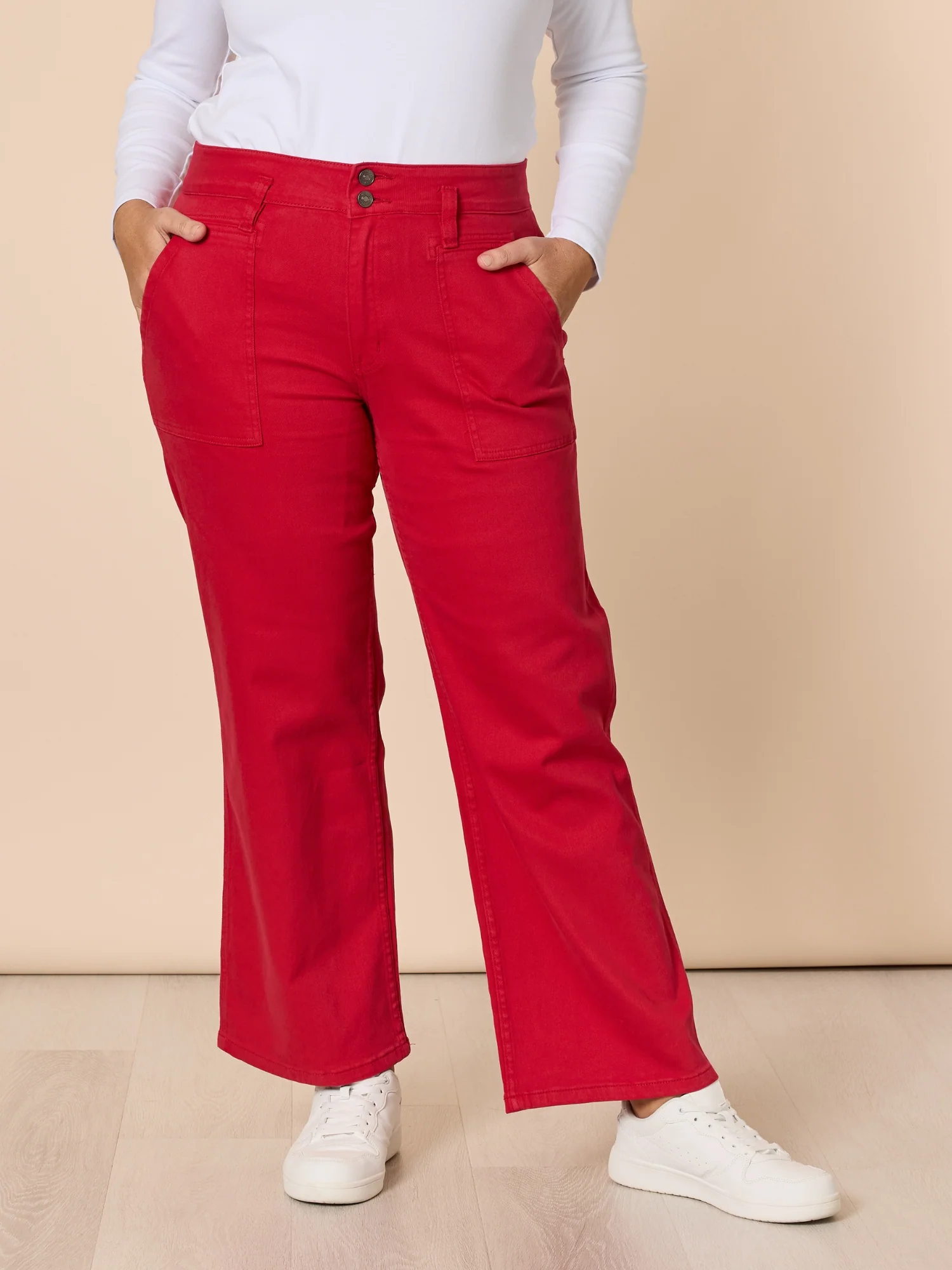 Hudson High Rise Wide Leg Jean - Red - Image 8