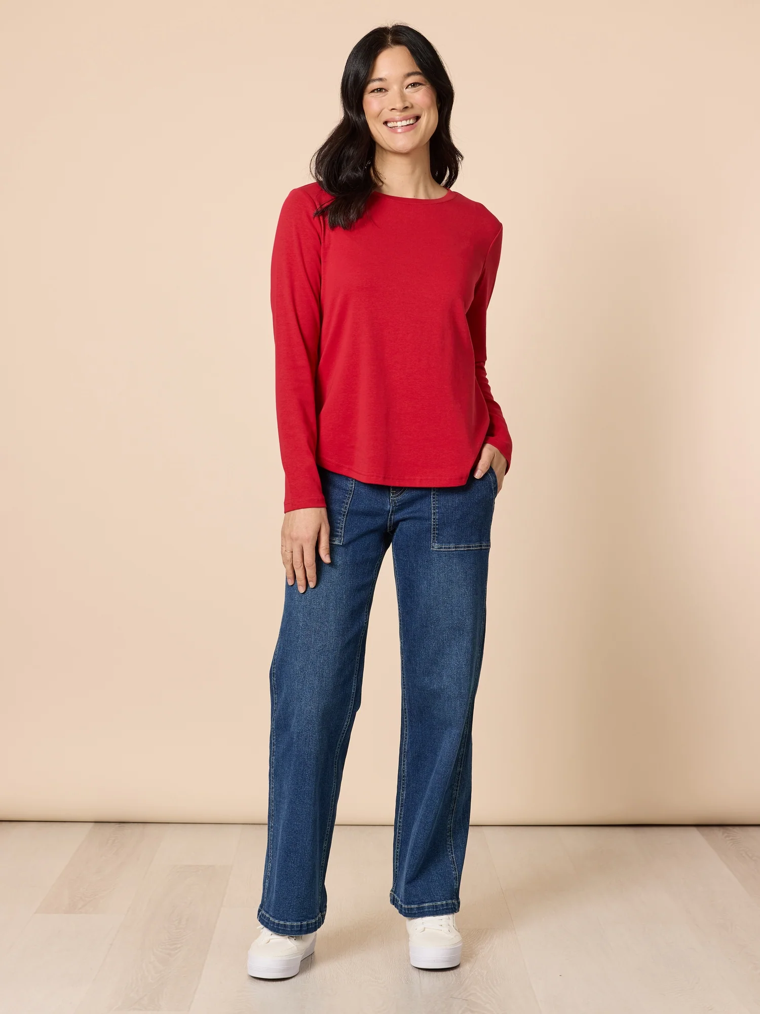 Heritage Long Sleeve Top - Red - Image 2