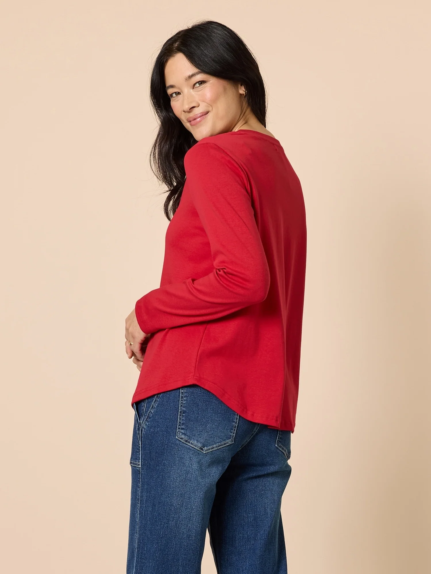 Heritage Long Sleeve Top - Red - Image 4