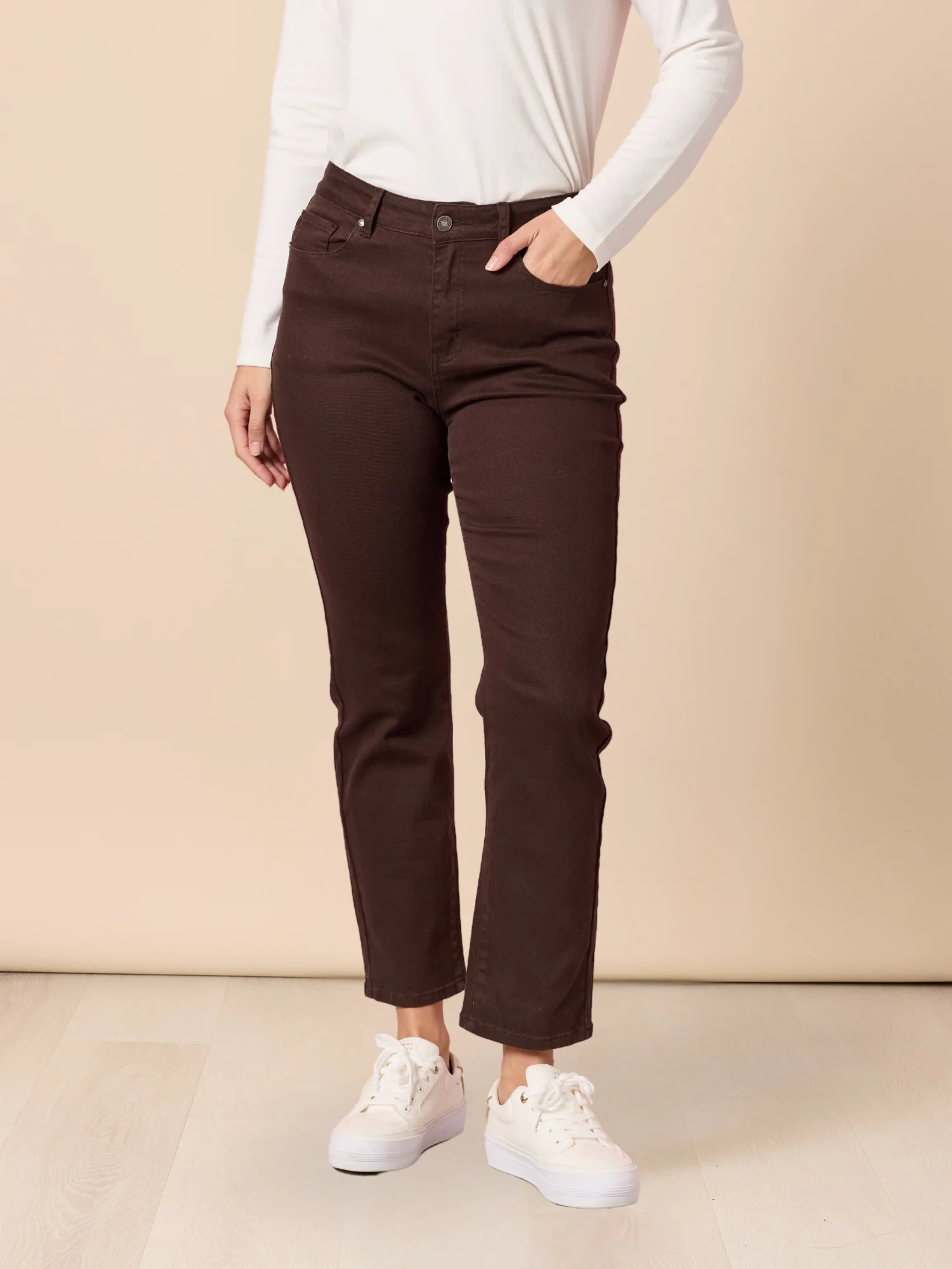 Miracle Slim Leg Denim Jean - Coffee