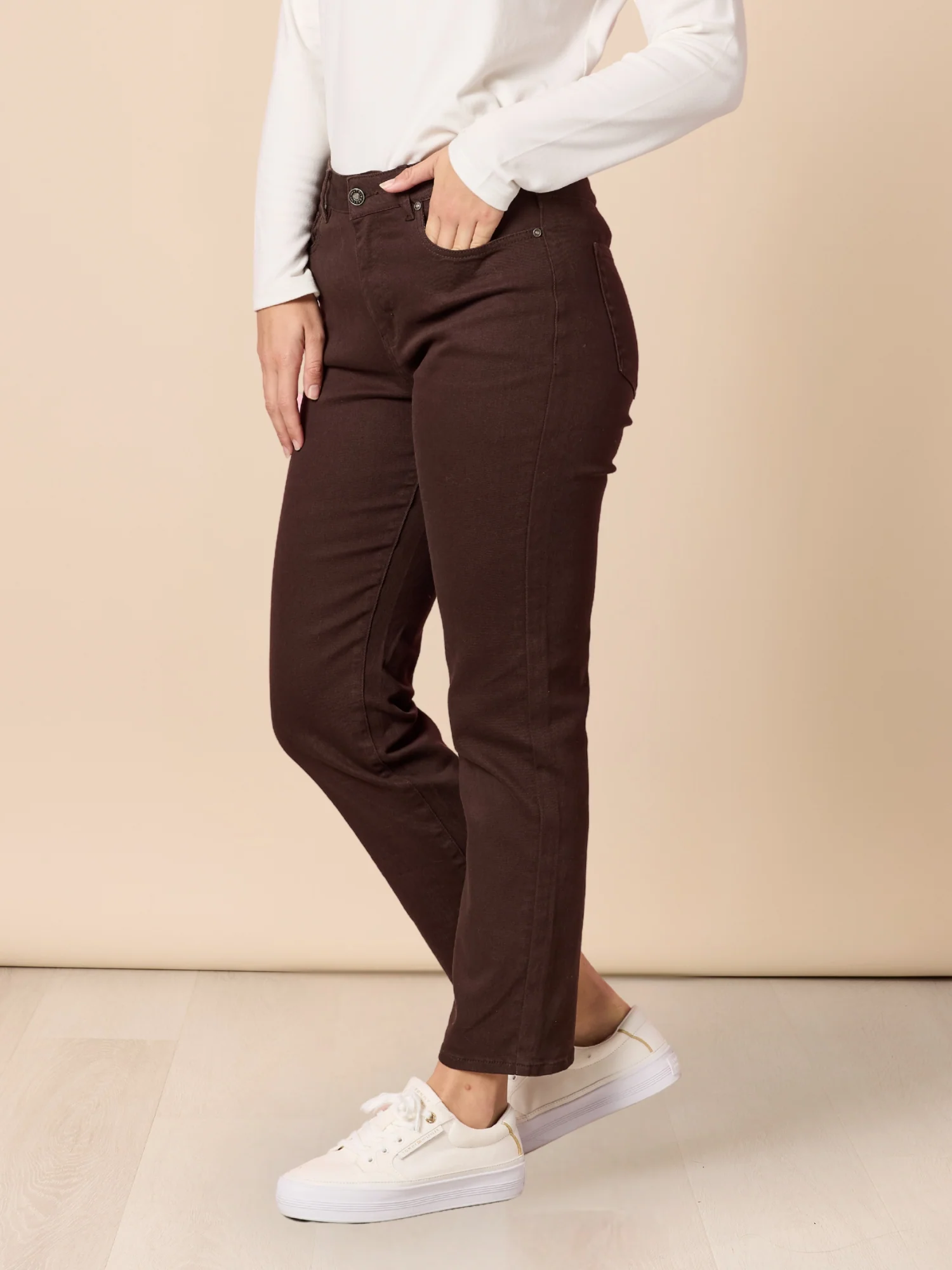 Miracle Slim Leg Denim Jean - Coffee - Image 5