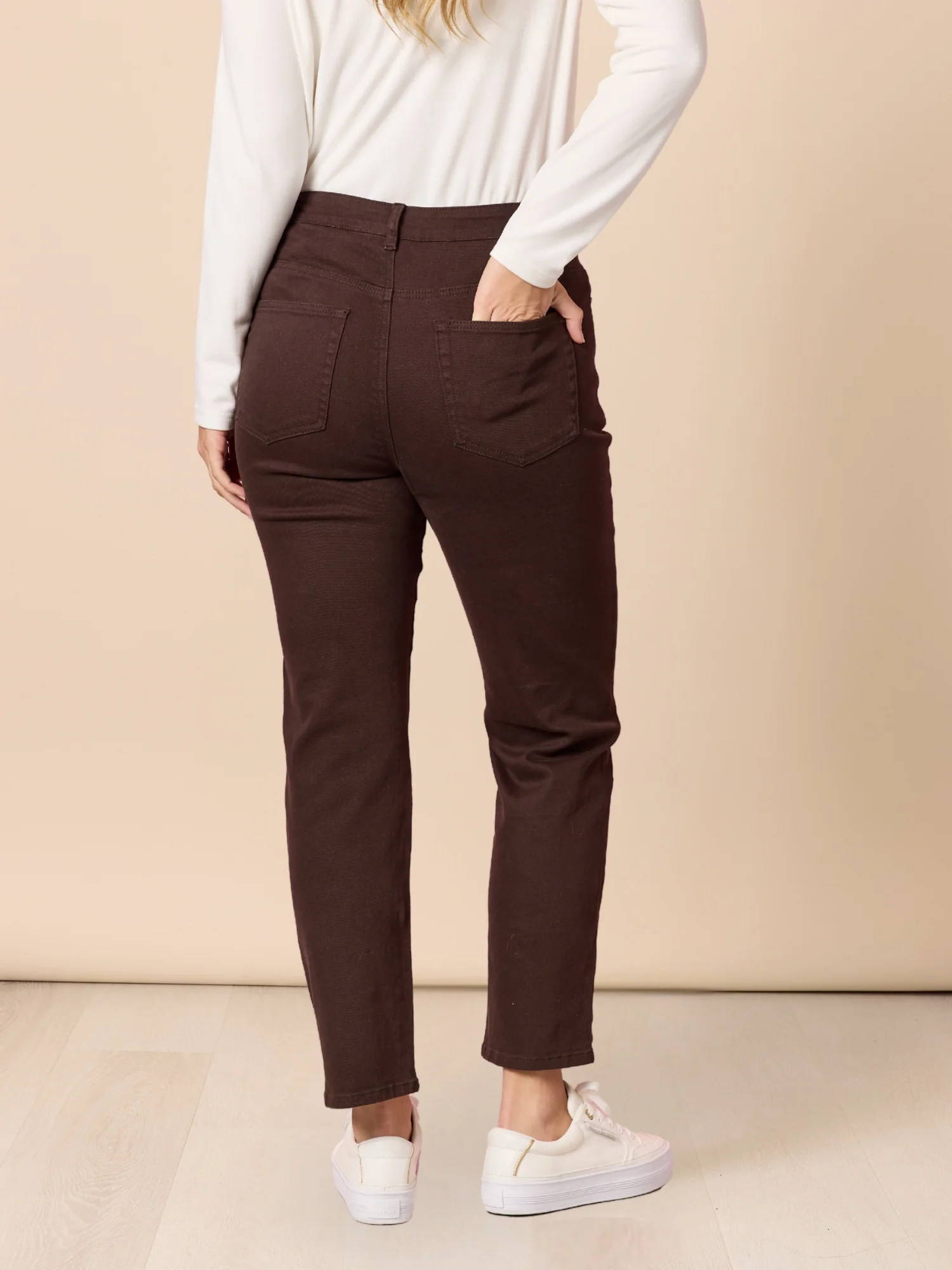Miracle Slim Leg Denim Jean - Coffee - Image 6