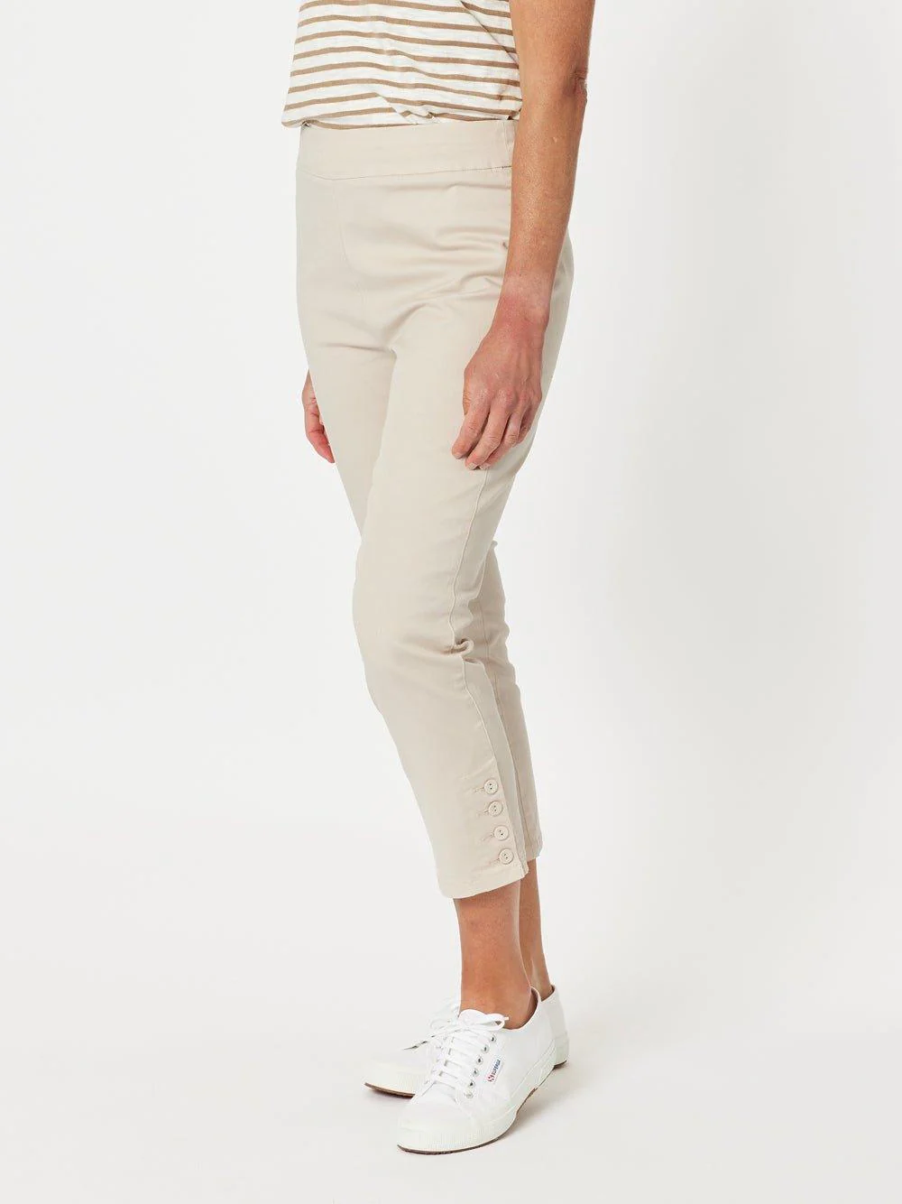 Charlie Cotton Twill Stretch Capri Pant - Natural - Image 6
