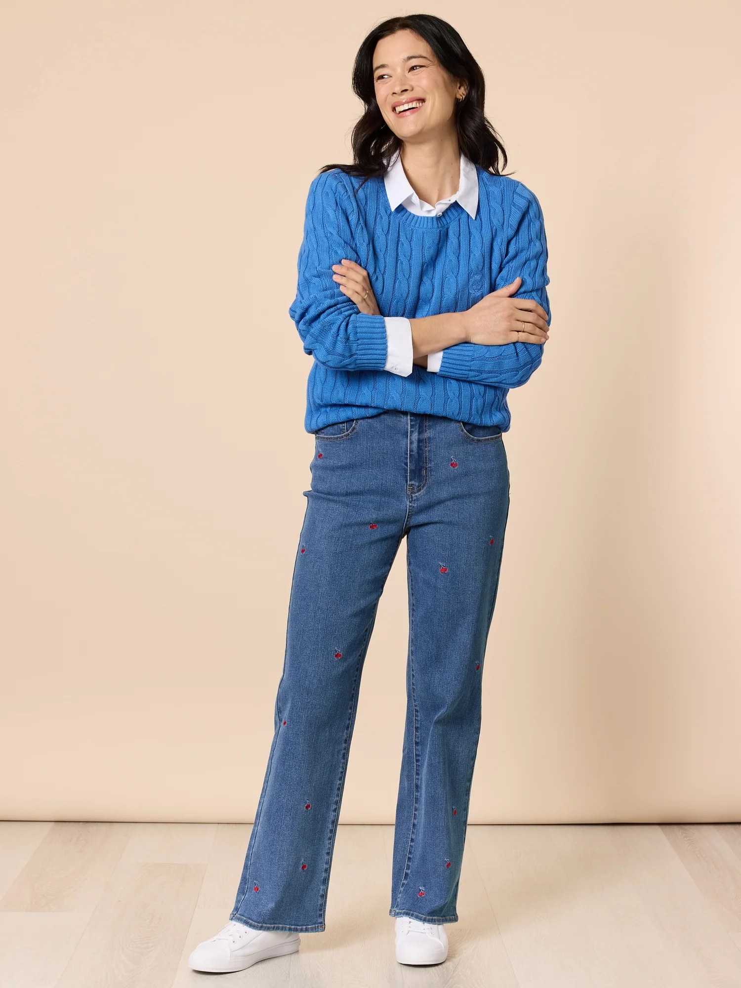 Hampton Cable Knit Jumper - Cobalt - Image 2