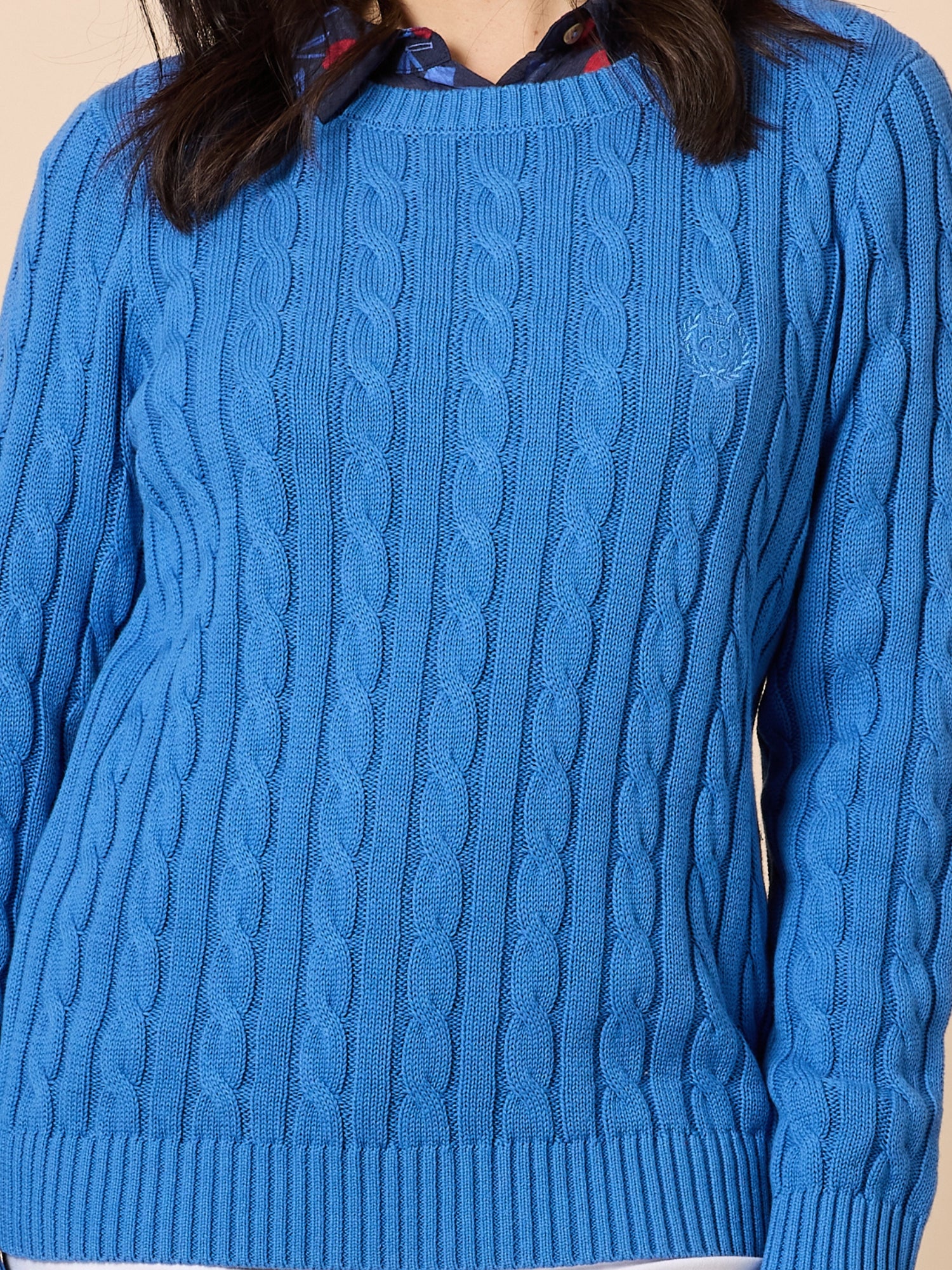 Hampton Cable Knit Jumper - Cobalt - Image 3