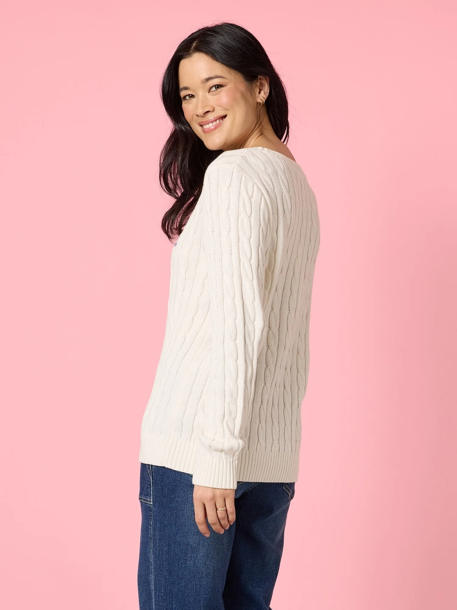 Hampton Cable Knit Jumper - Ivory - Image 4
