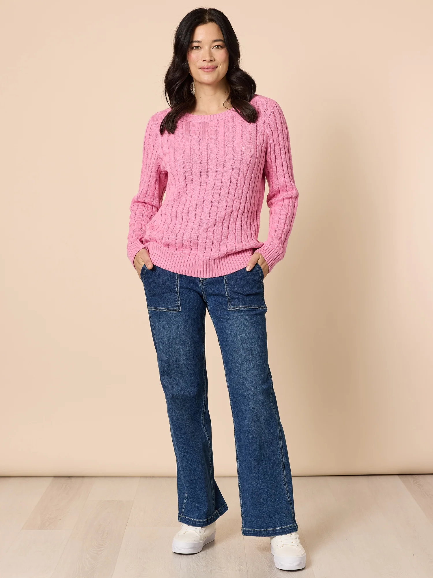Hampton Cable Knit Jumper - Pink - Image 2
