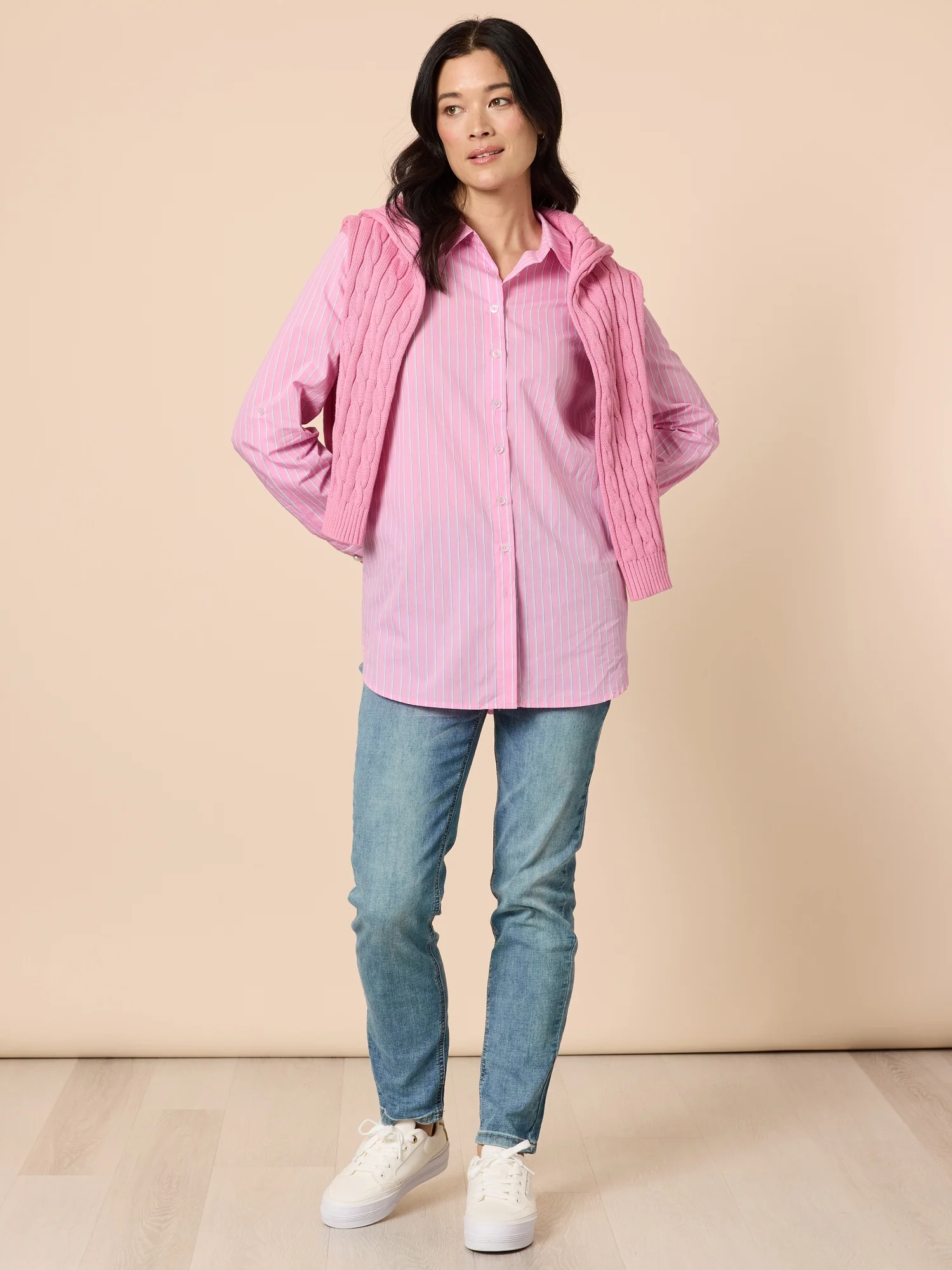 Hampton Cable Knit Jumper - Pink - Image 6