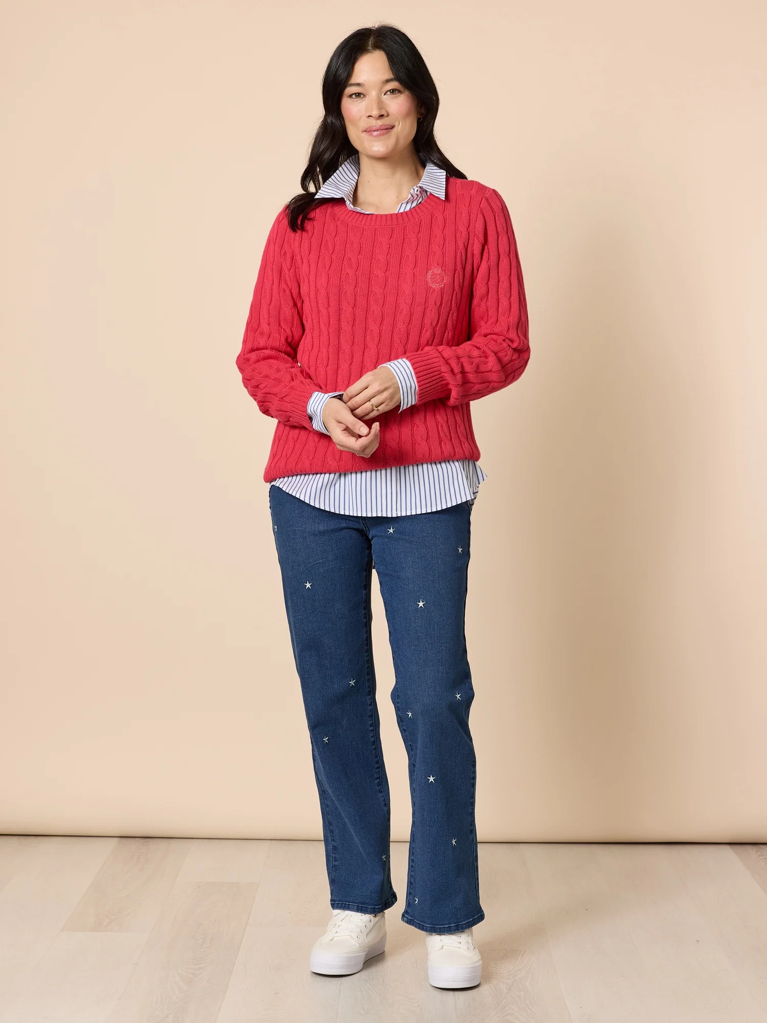 Hampton Cable Knit Jumper - Red - Image 7