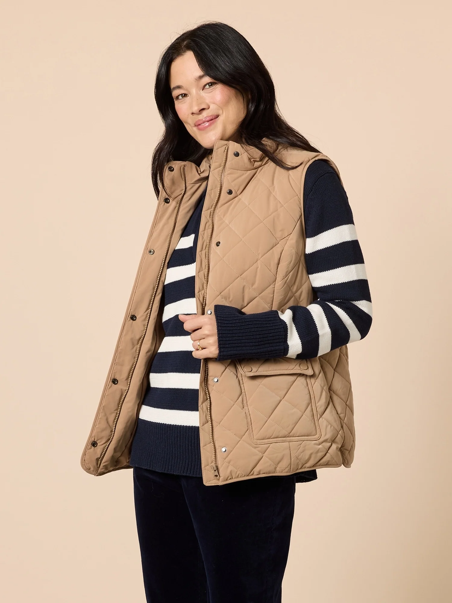 Hampton Quilted Vest - Caramel - Image 3
