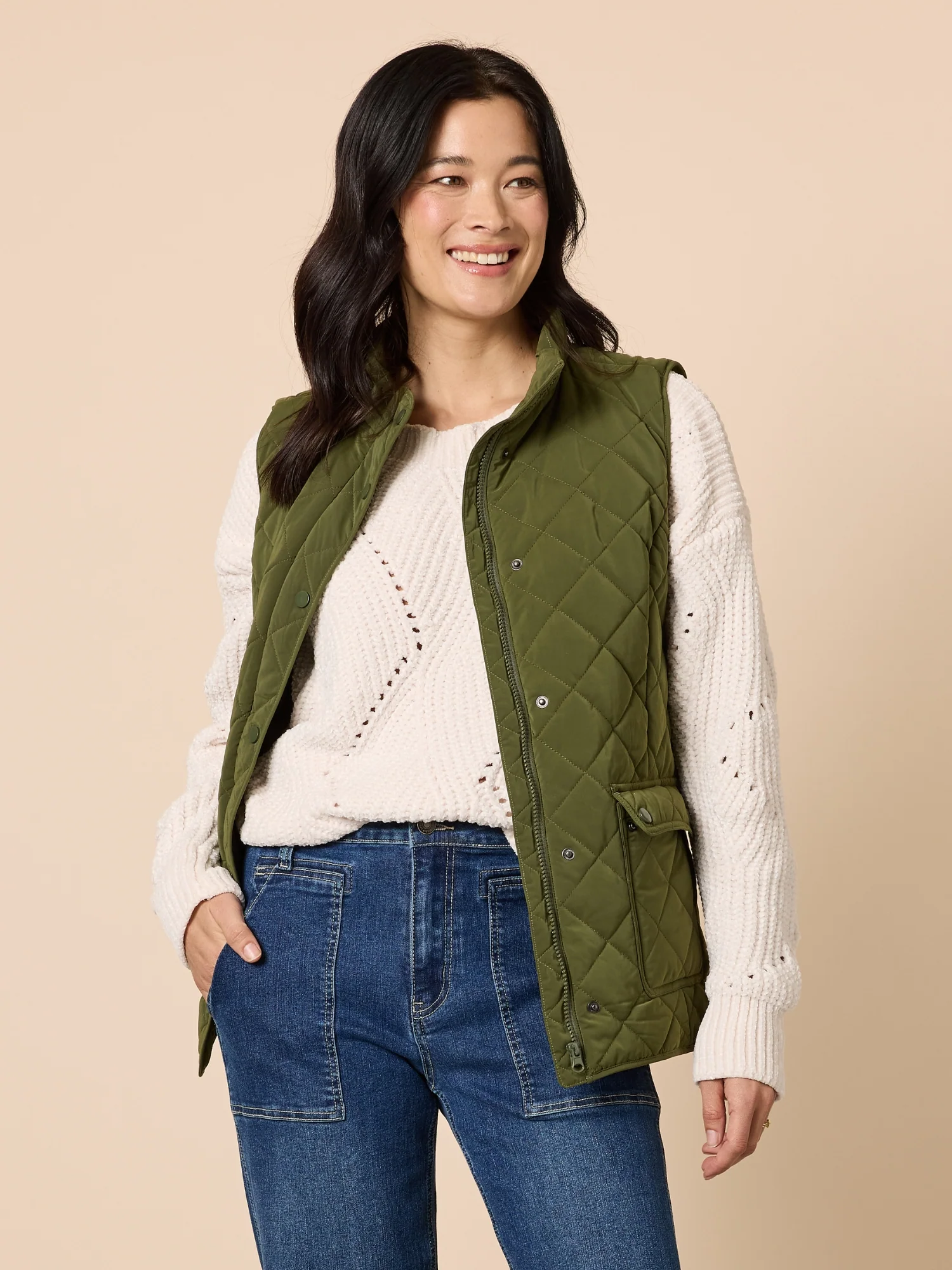 Hampton Quilted Vest - Khaki