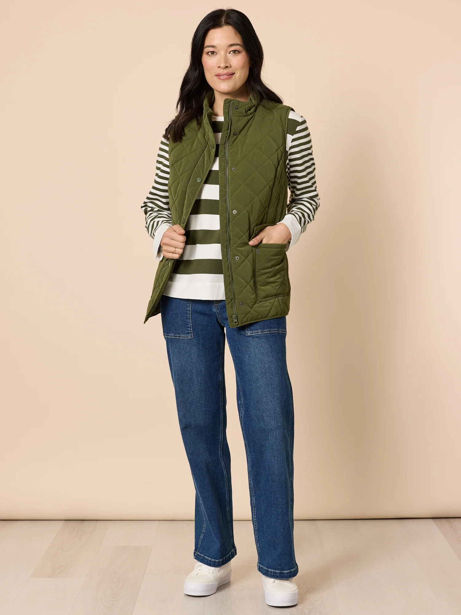Hampton Quilted Vest - Khaki - Image 2