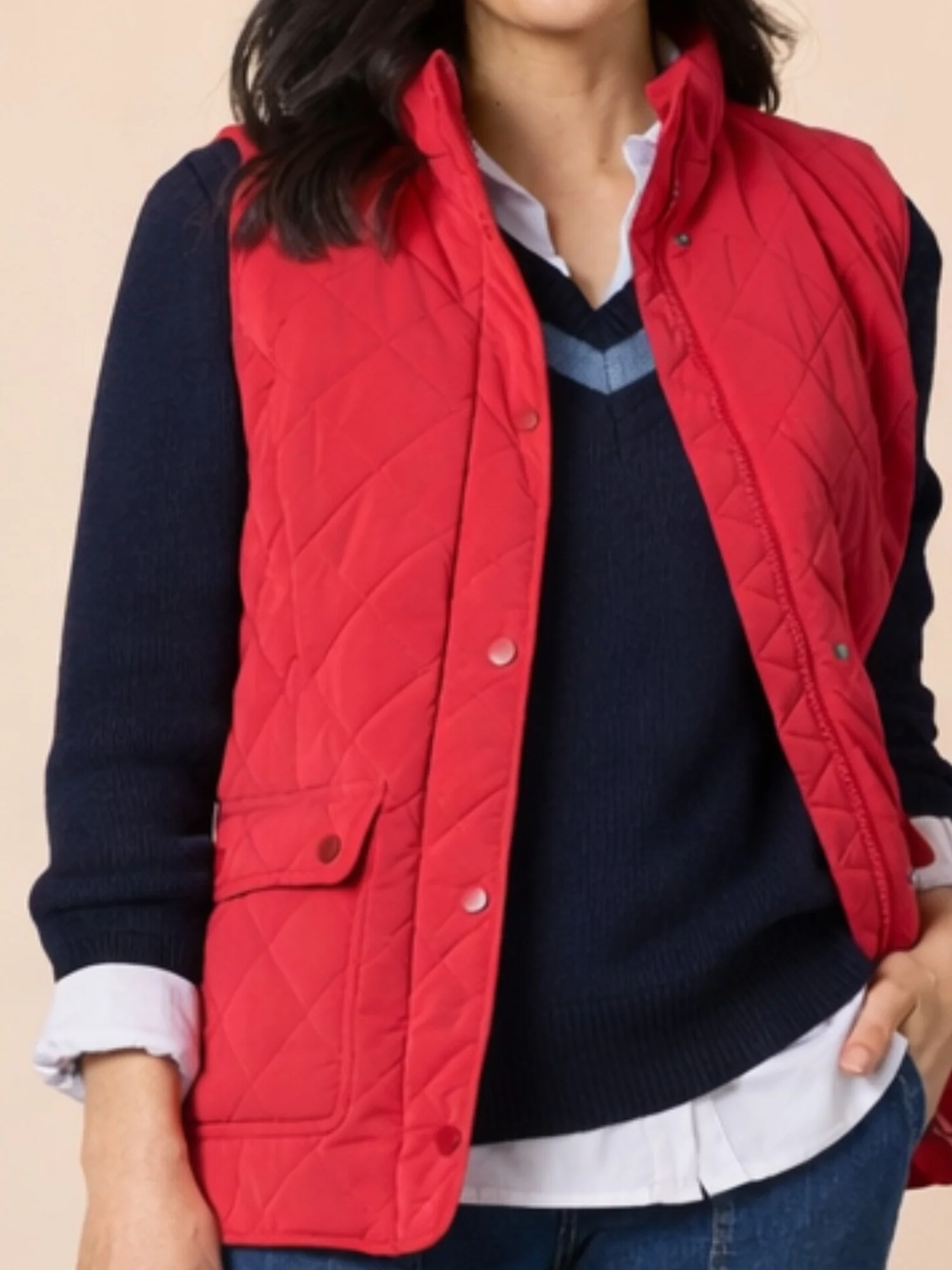 Hampton Quilted Vest - Red - Image 5