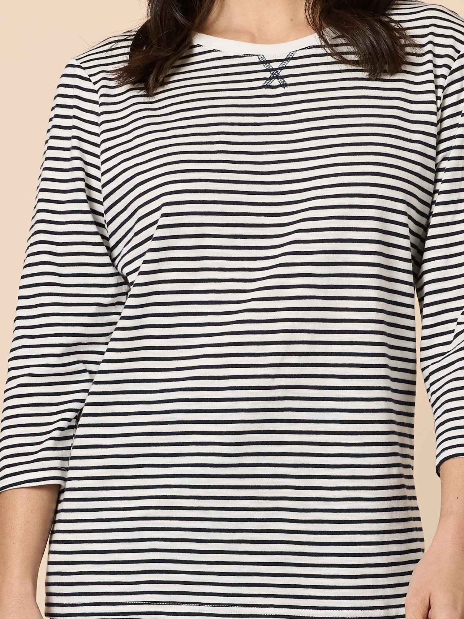 Harbour Stripe Print Long Sleeve Tee - Navy/White - Image 3
