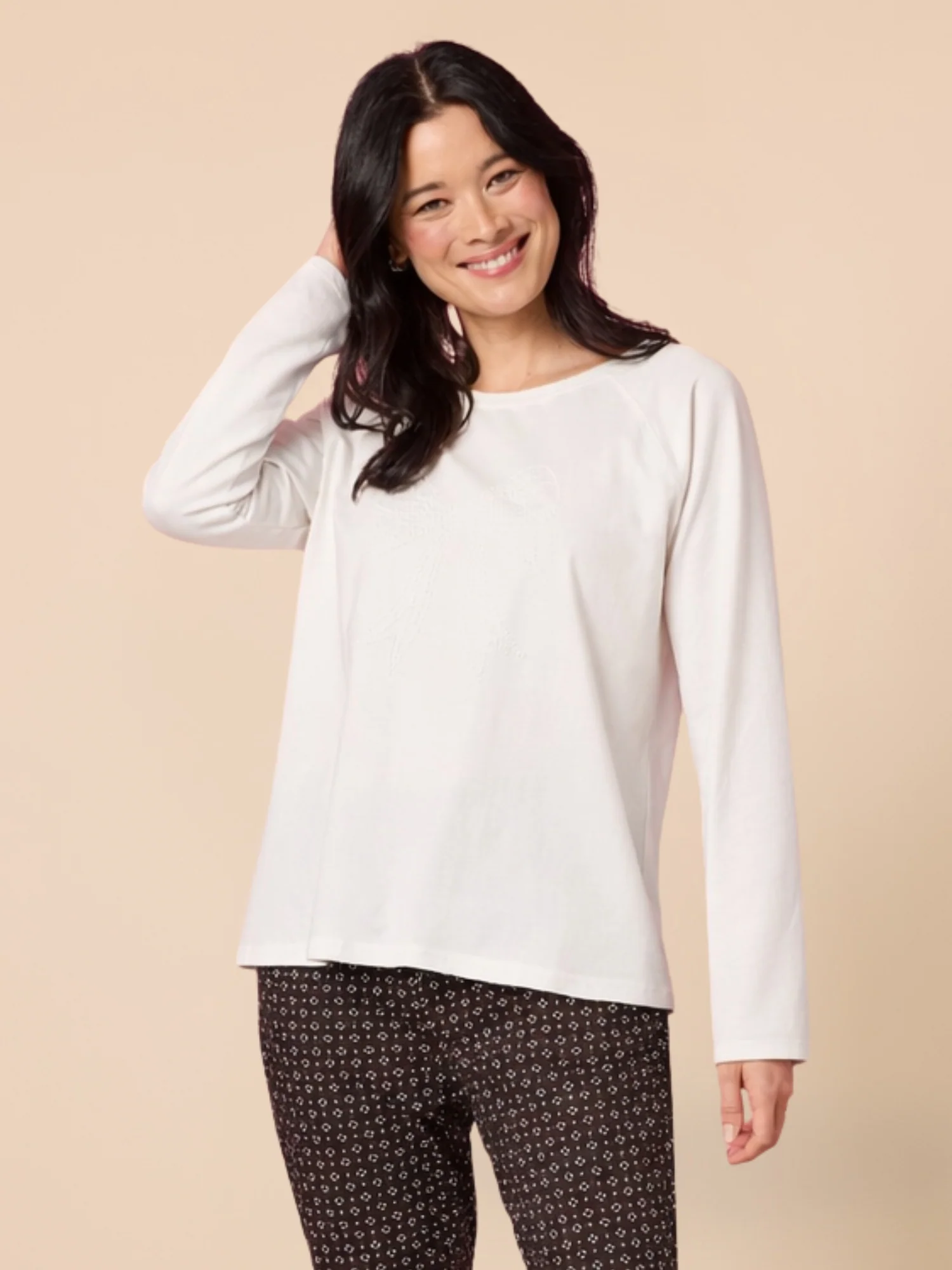 Harper Pearl Bow Tee - Ivory