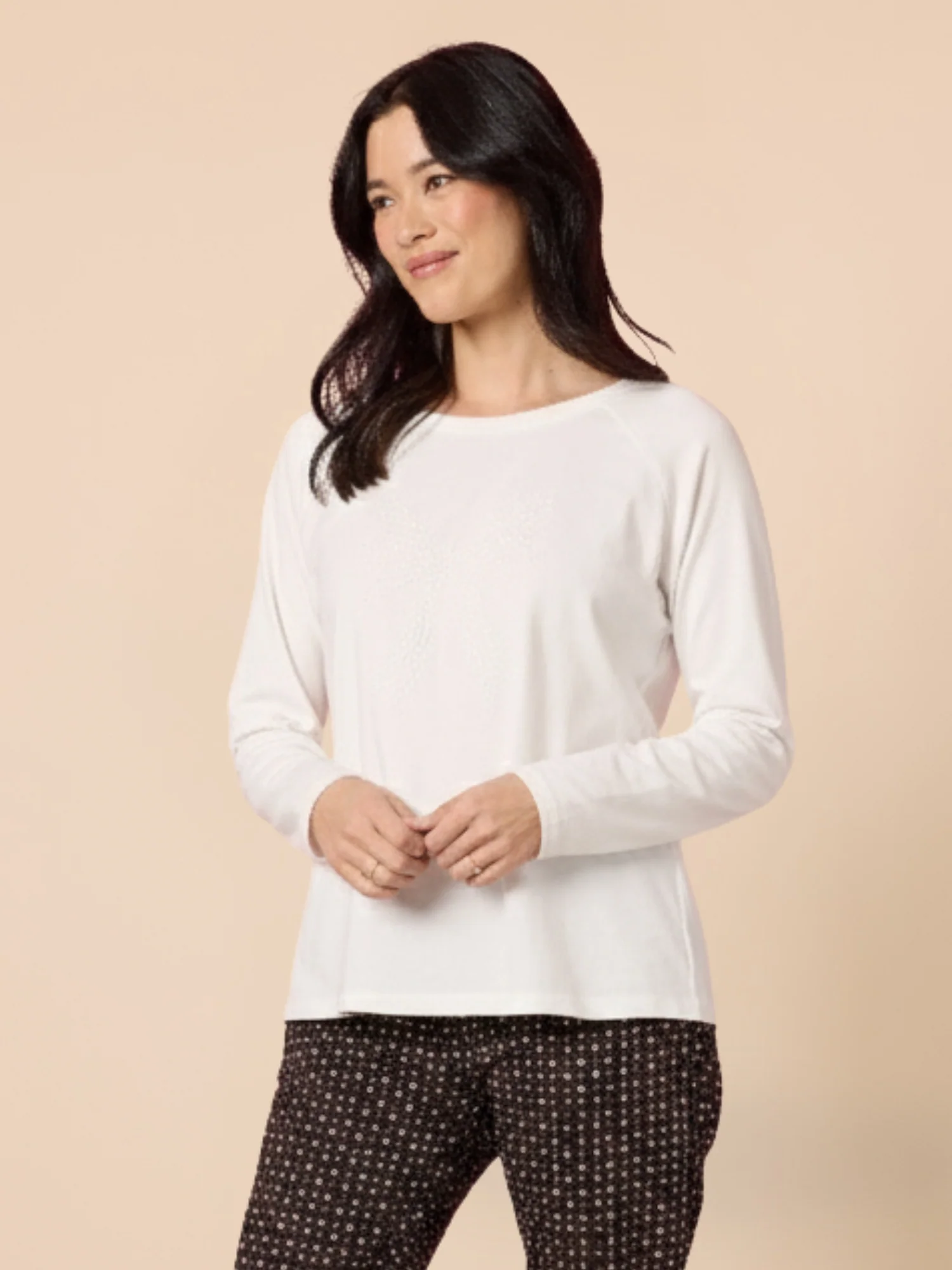 Harper Pearl Bow Tee - Ivory - Image 4