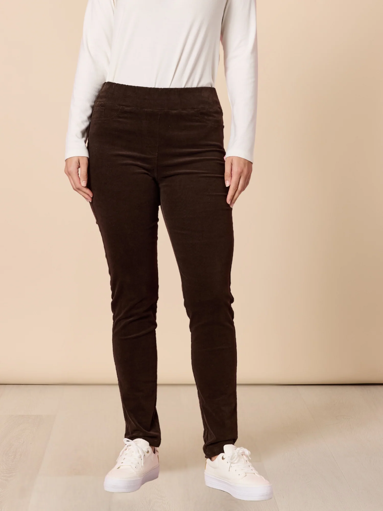 Harper Slim Leg Cord Pant - Coffee
