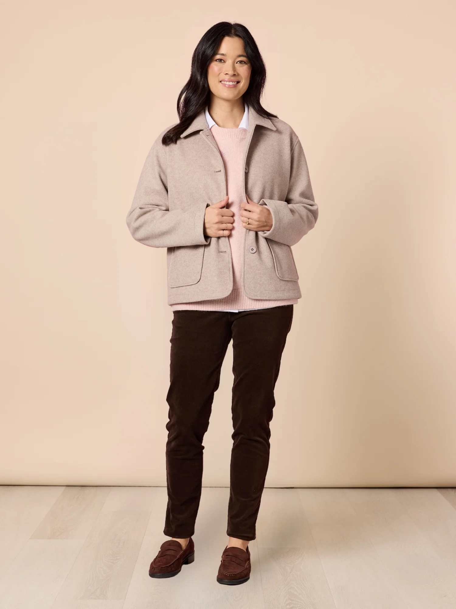 Harper Slim Leg Cord Pant - Coffee - Image 2