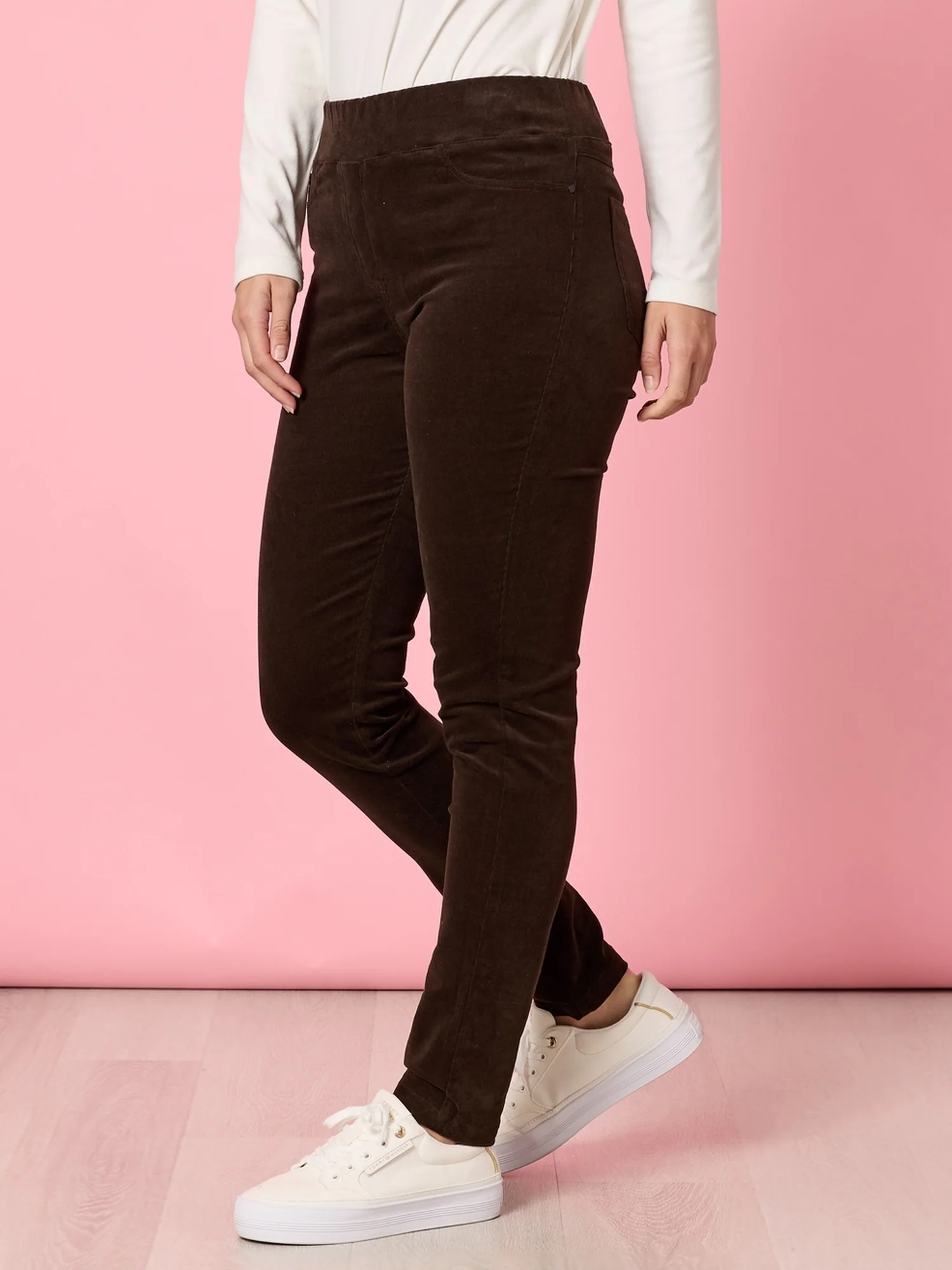 Harper Slim Leg Cord Pant - Coffee - Image 3