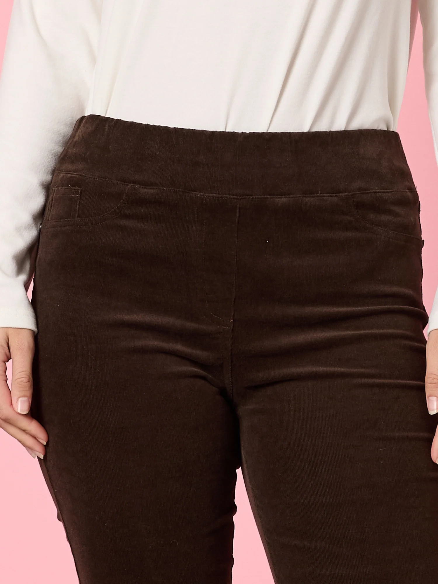 Harper Slim Leg Cord Pant - Coffee - Image 5