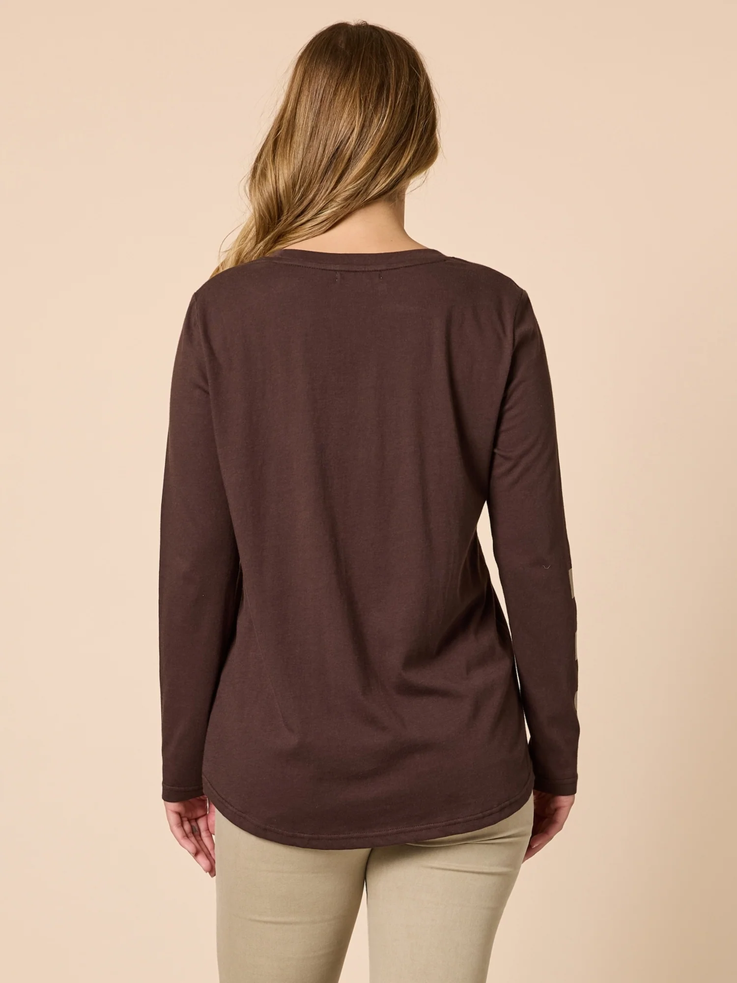 Hearts Square Long Sleeve Tee - Coffee - Image 4