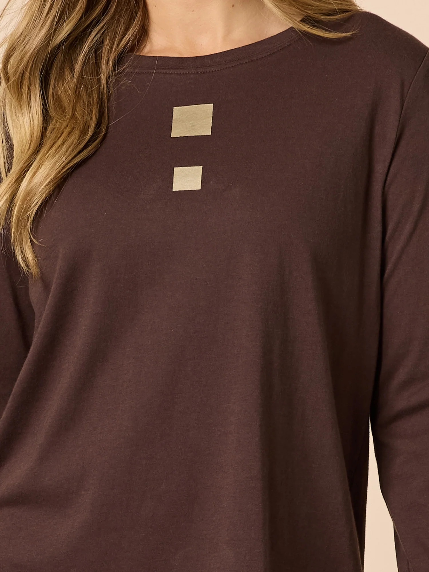 Hearts Square Long Sleeve Tee - Coffee - Image 6