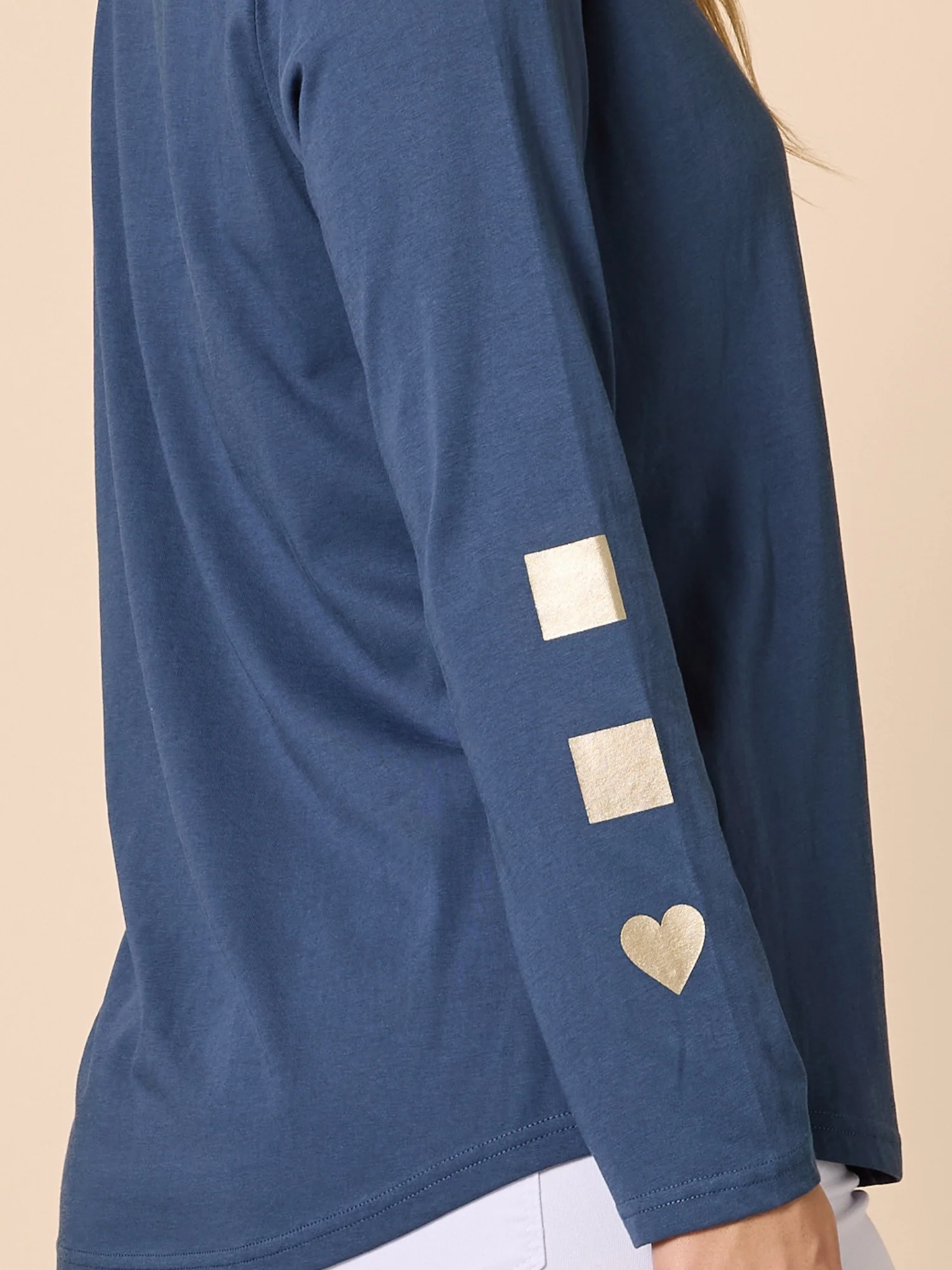 Hearts Square Long Sleeve Tee - Denim - Image 6