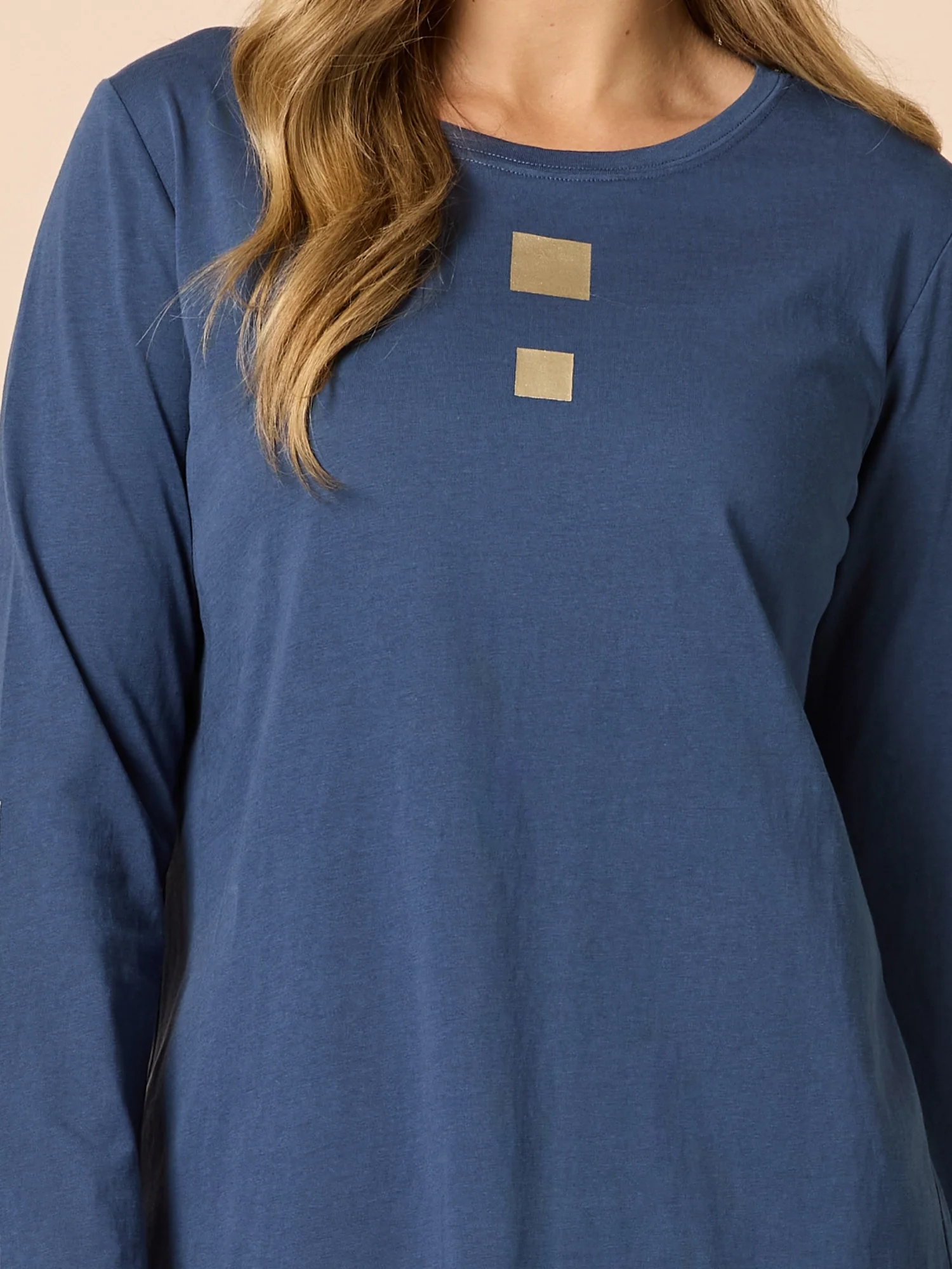 Hearts Square Long Sleeve Tee - Denim - Image 7