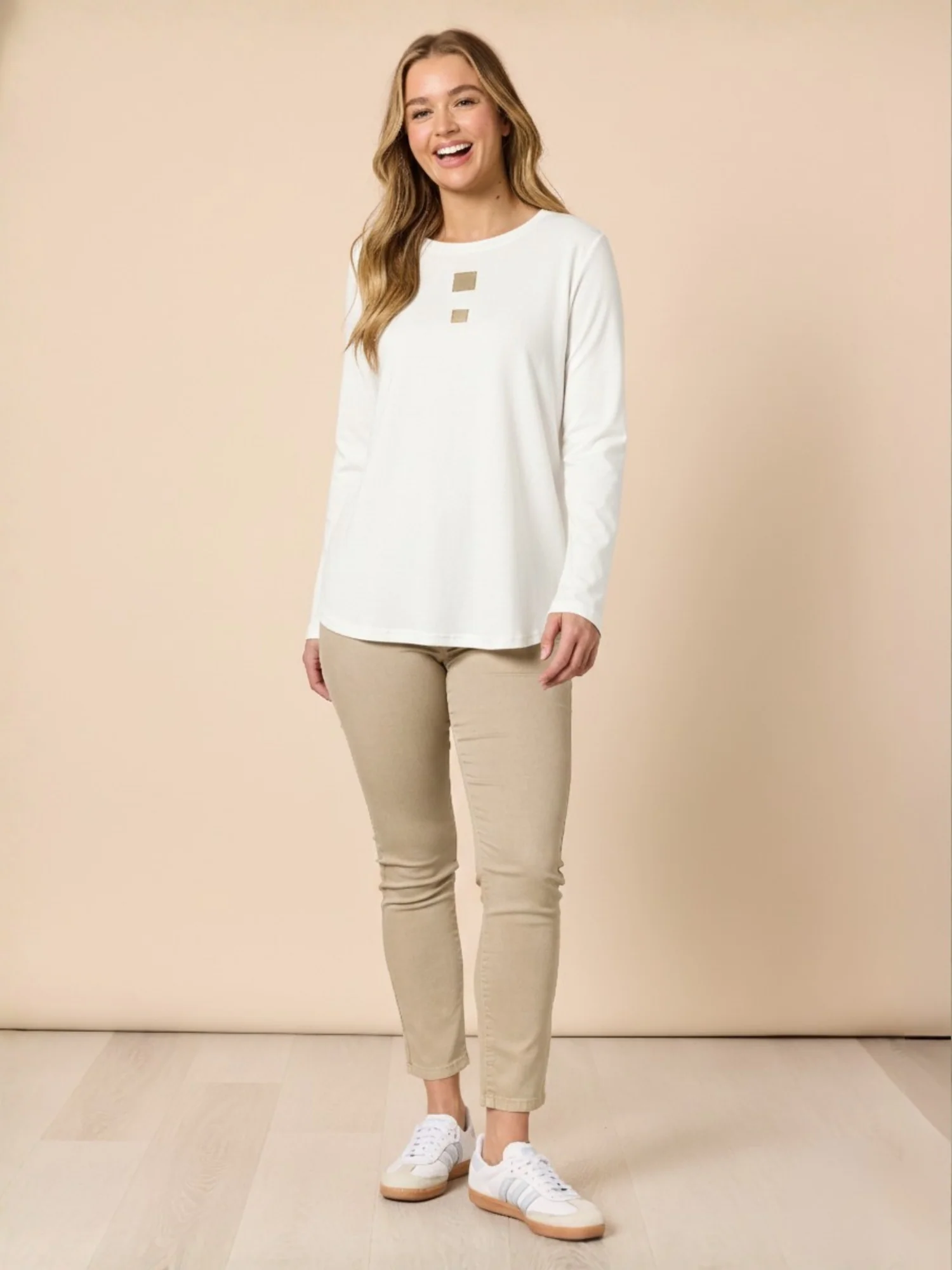 Hearts Square Long Sleeve Tee - Ivory - Image 2