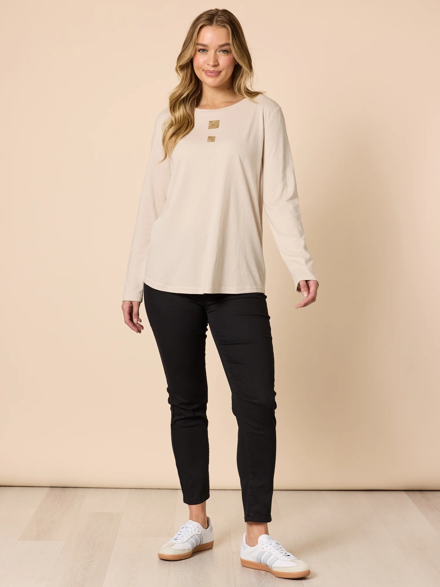 Hearts Square Long Sleeve Tee - Natural - Image 3