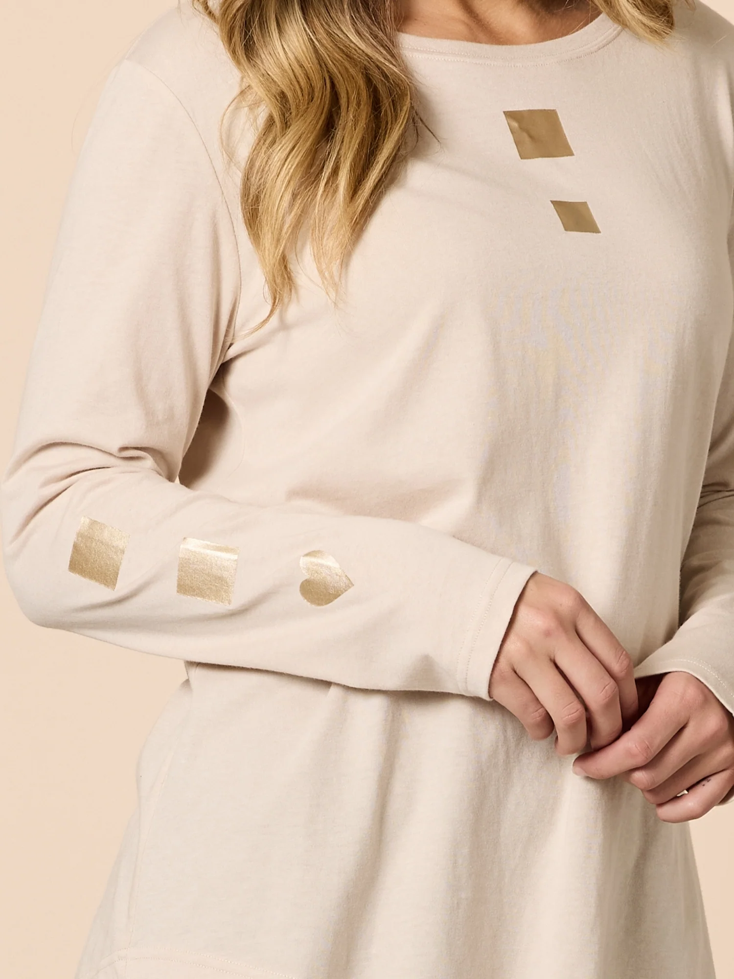 Hearts Square Long Sleeve Tee - Natural - Image 6