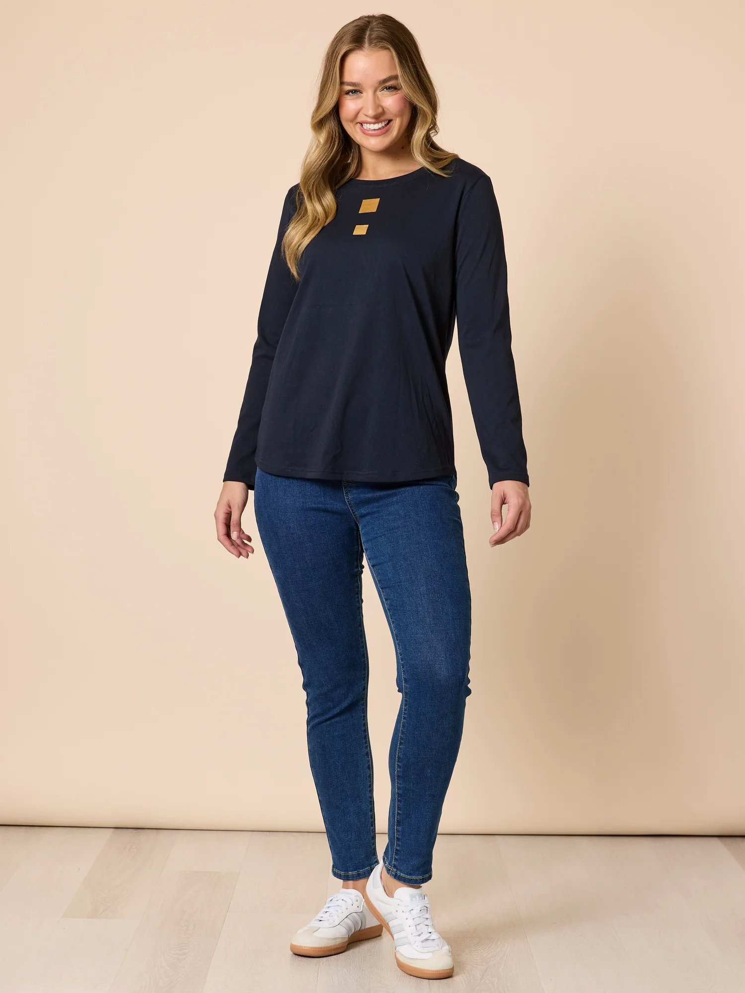 Hearts Square Long Sleeve Tee - Navy - Image 6