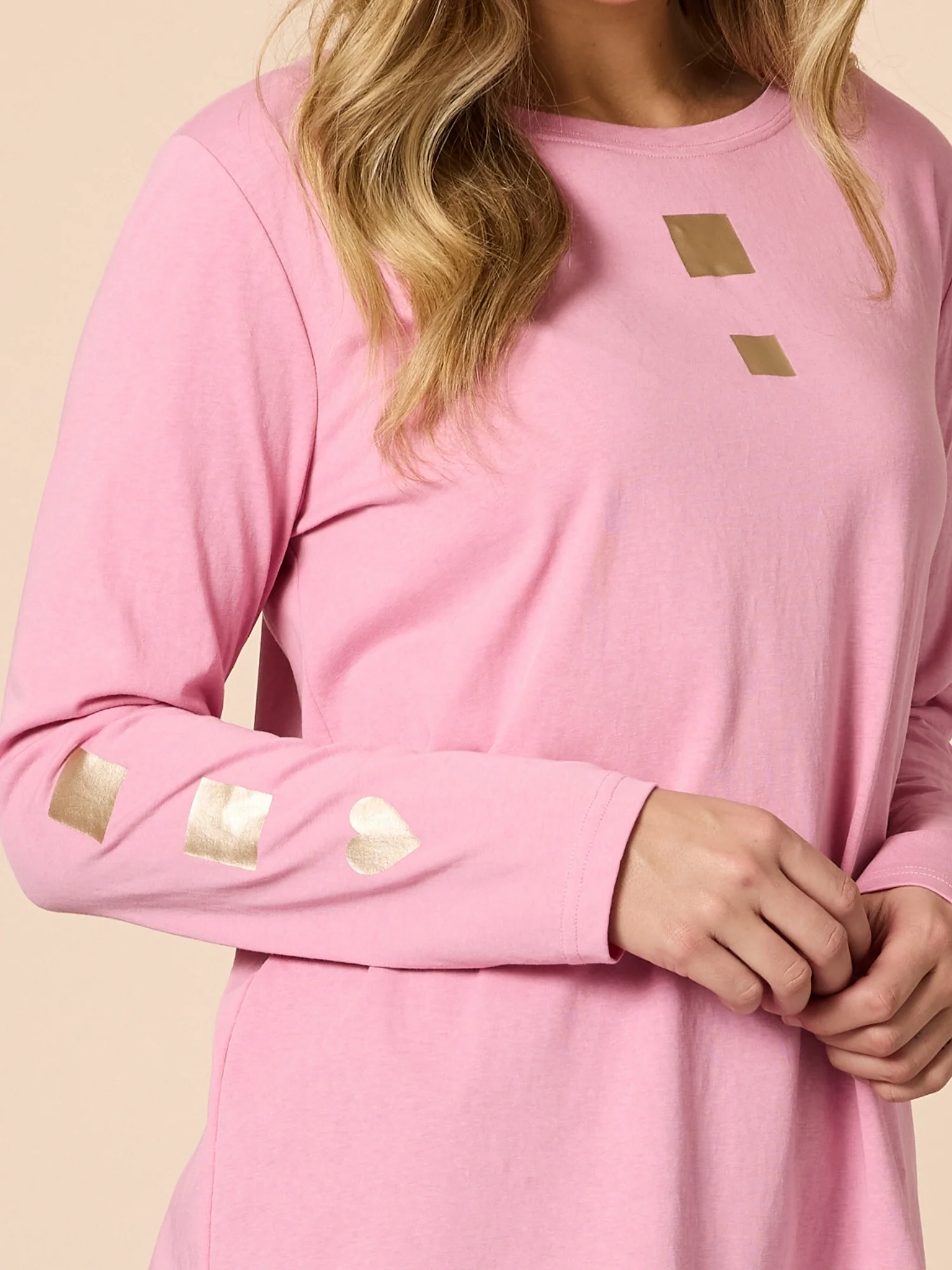 Hearts Square Long Sleeve Tee - Pink - Image 6