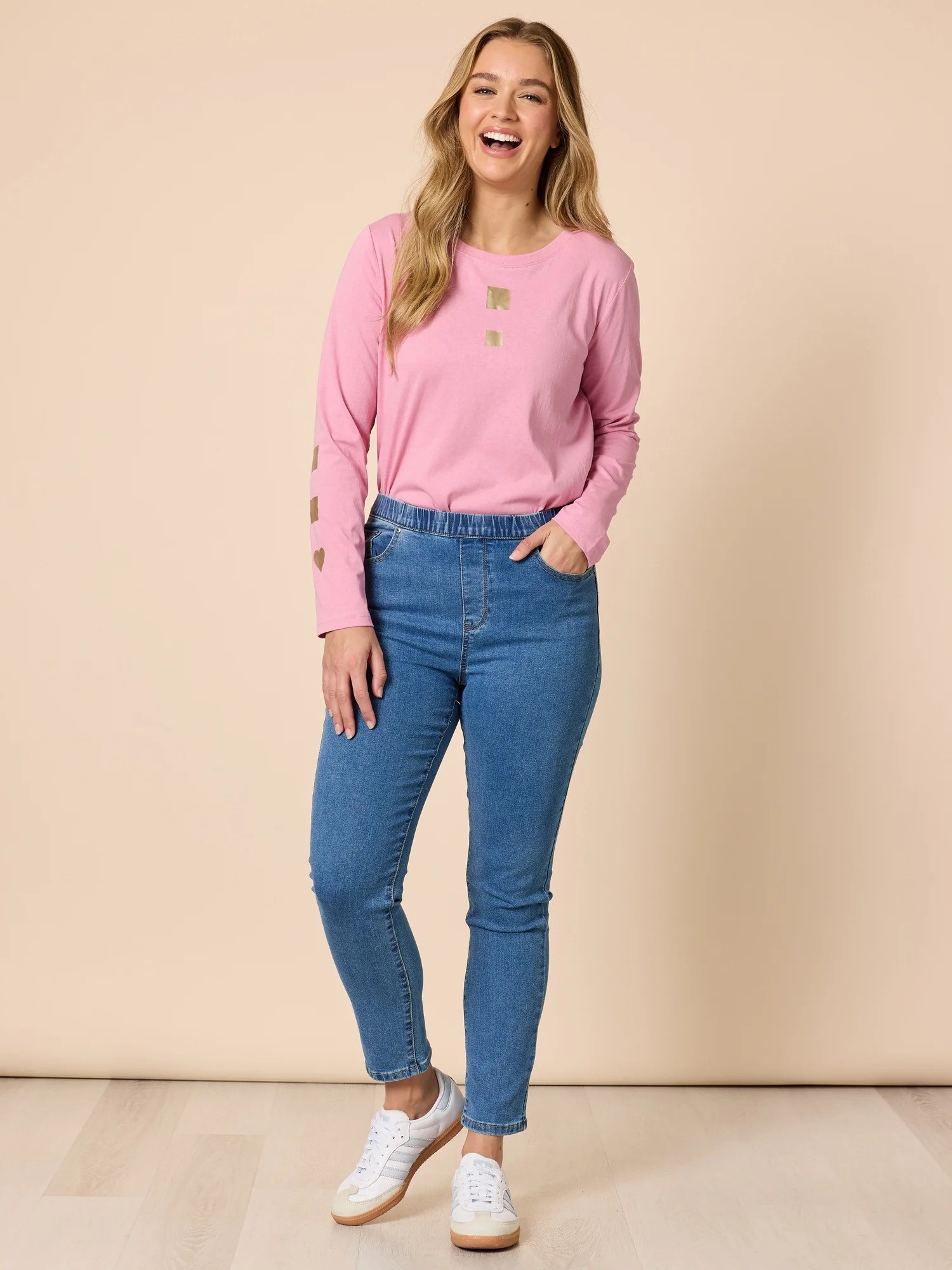 Hearts Square Long Sleeve Tee - Pink - Image 8