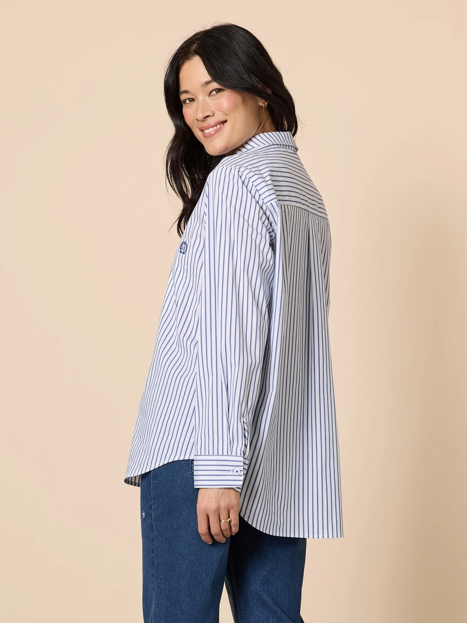 Heritage Logo Stripe Print Shirt - Blue/White - Image 3
