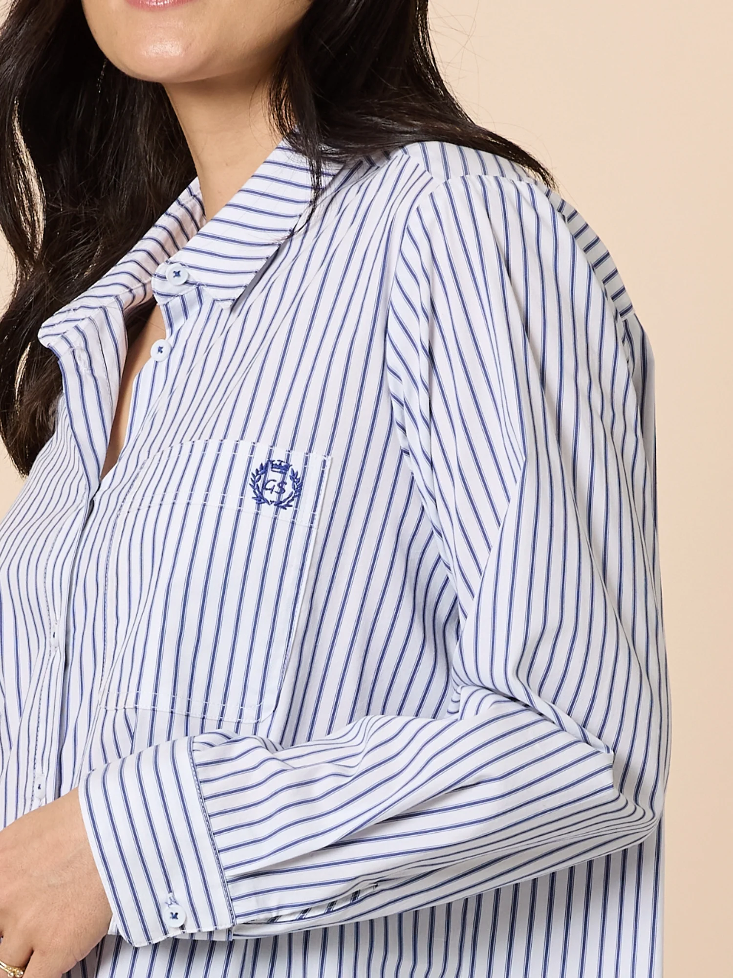 Heritage Logo Stripe Print Shirt - Blue/White - Image 5