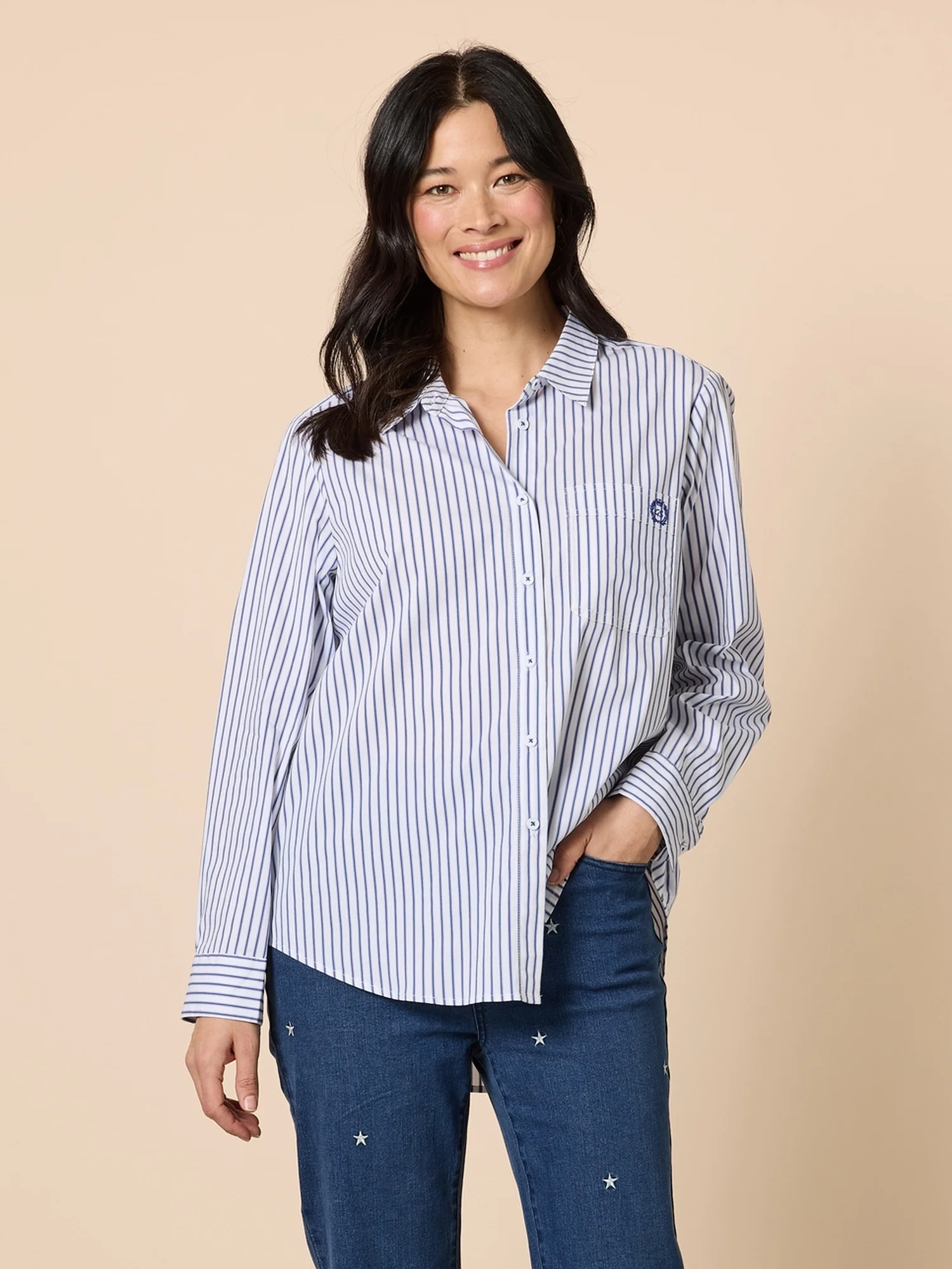 Heritage Logo Stripe Print Shirt - Blue/White - Image 6