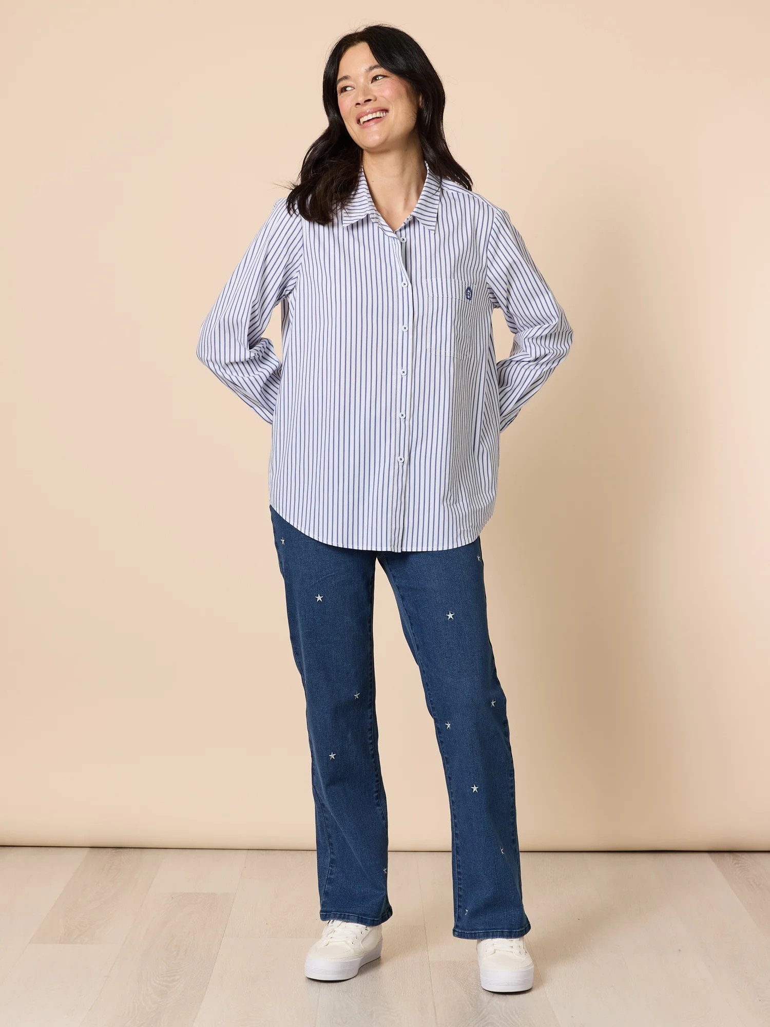 Heritage Logo Stripe Print Shirt - Blue/White - Image 7