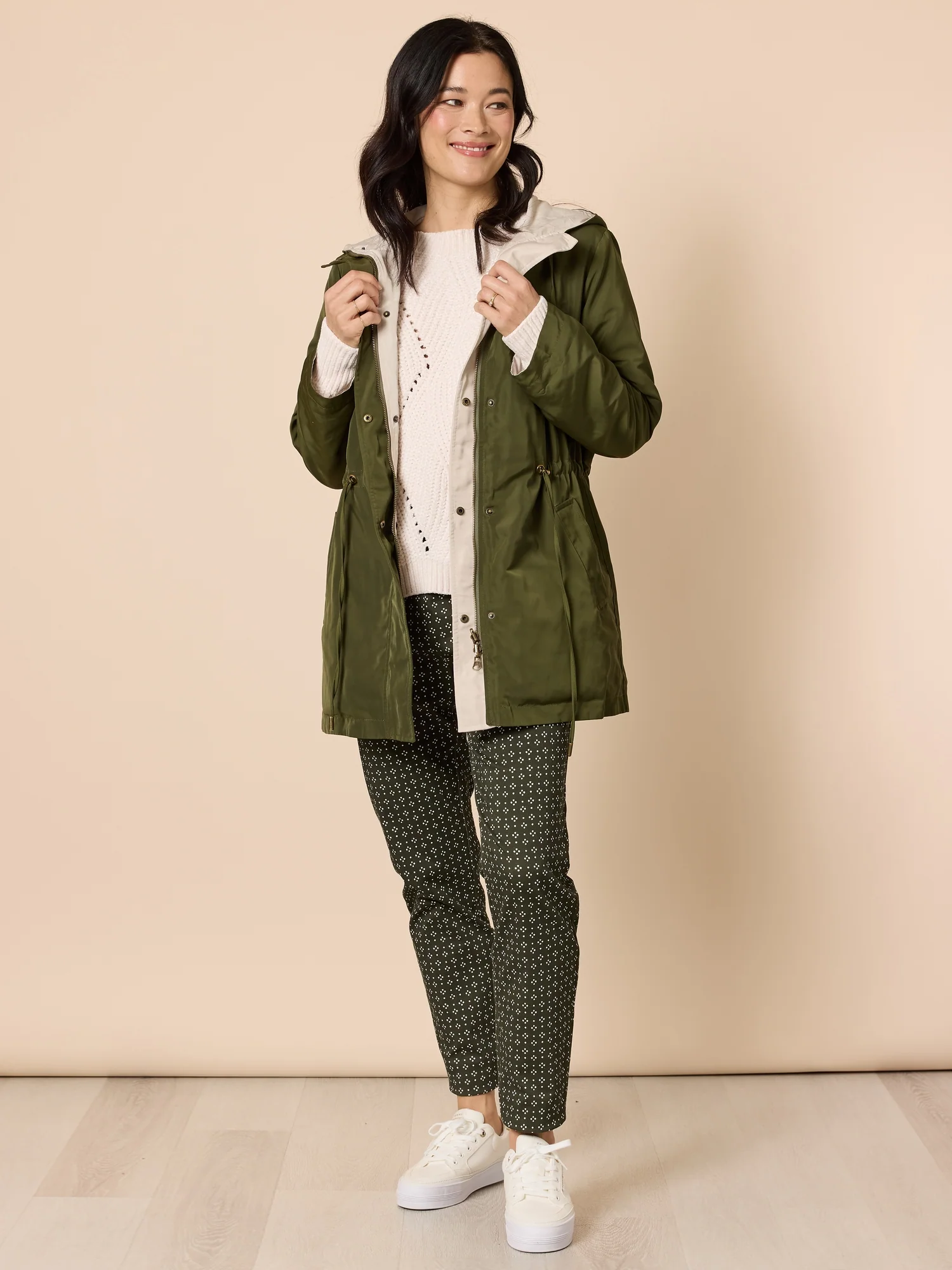 Highland Reversible Hooded Jacket - Khaki Natural - Image 10