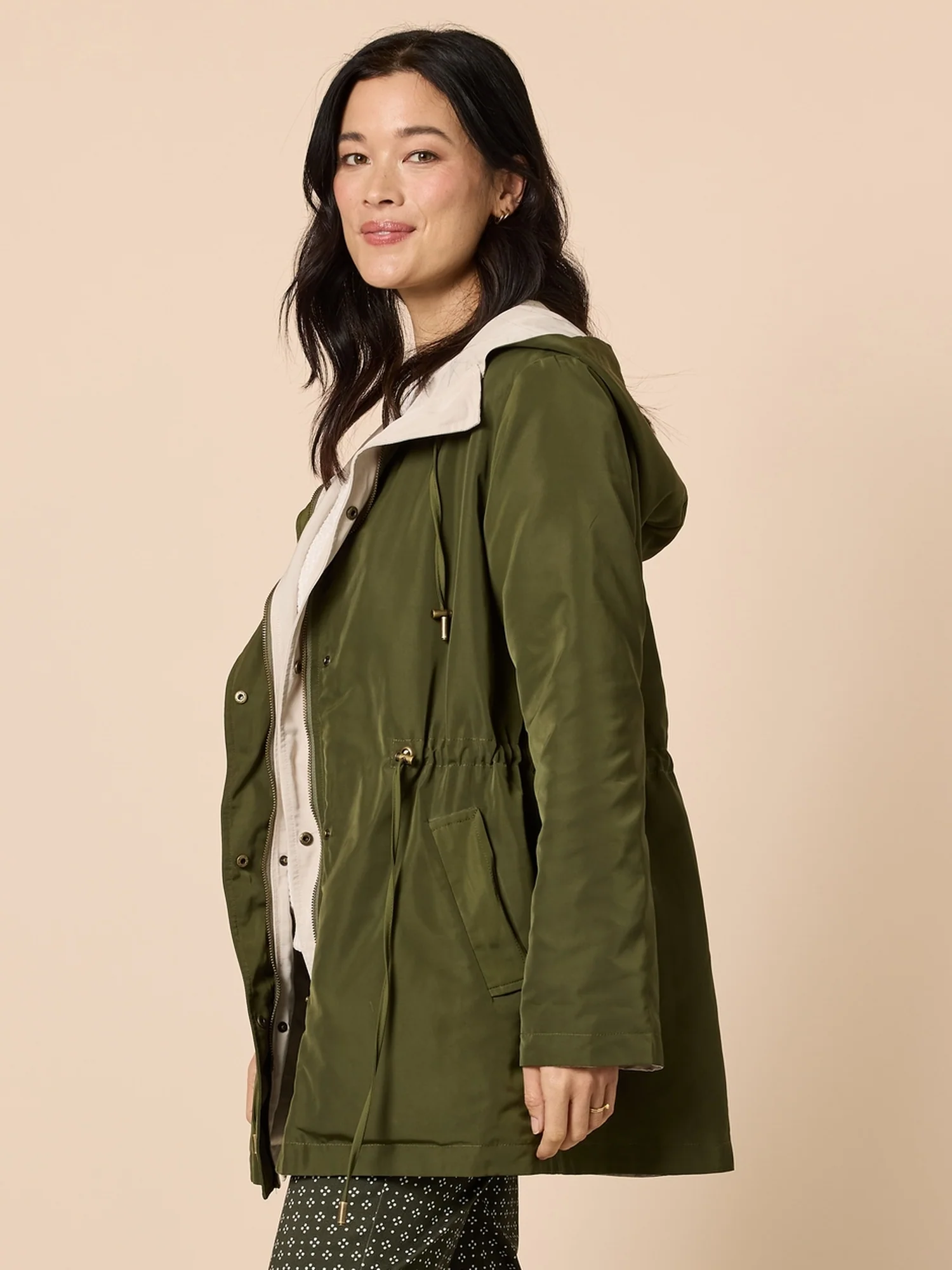 Highland Reversible Hooded Jacket - Khaki Natural - Image 3